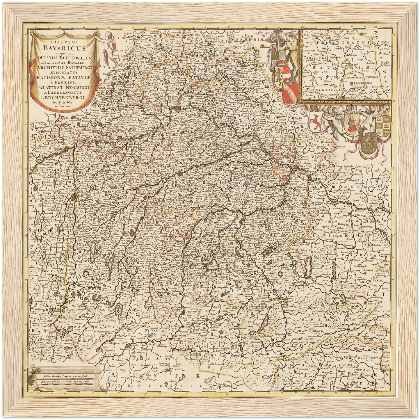 Historische Landkarte Bayern um 1698