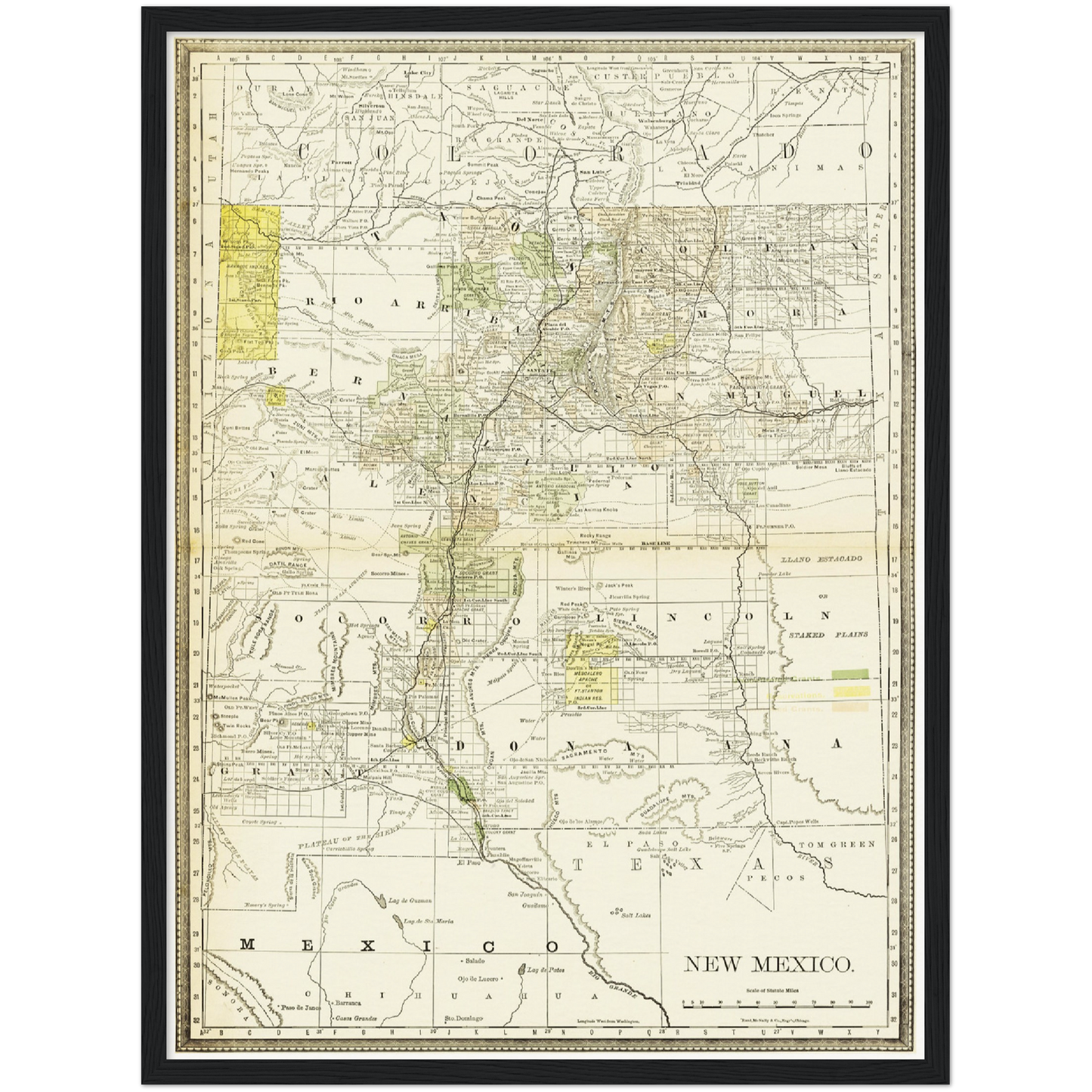 Historische Landkarte New Mexico um 1882