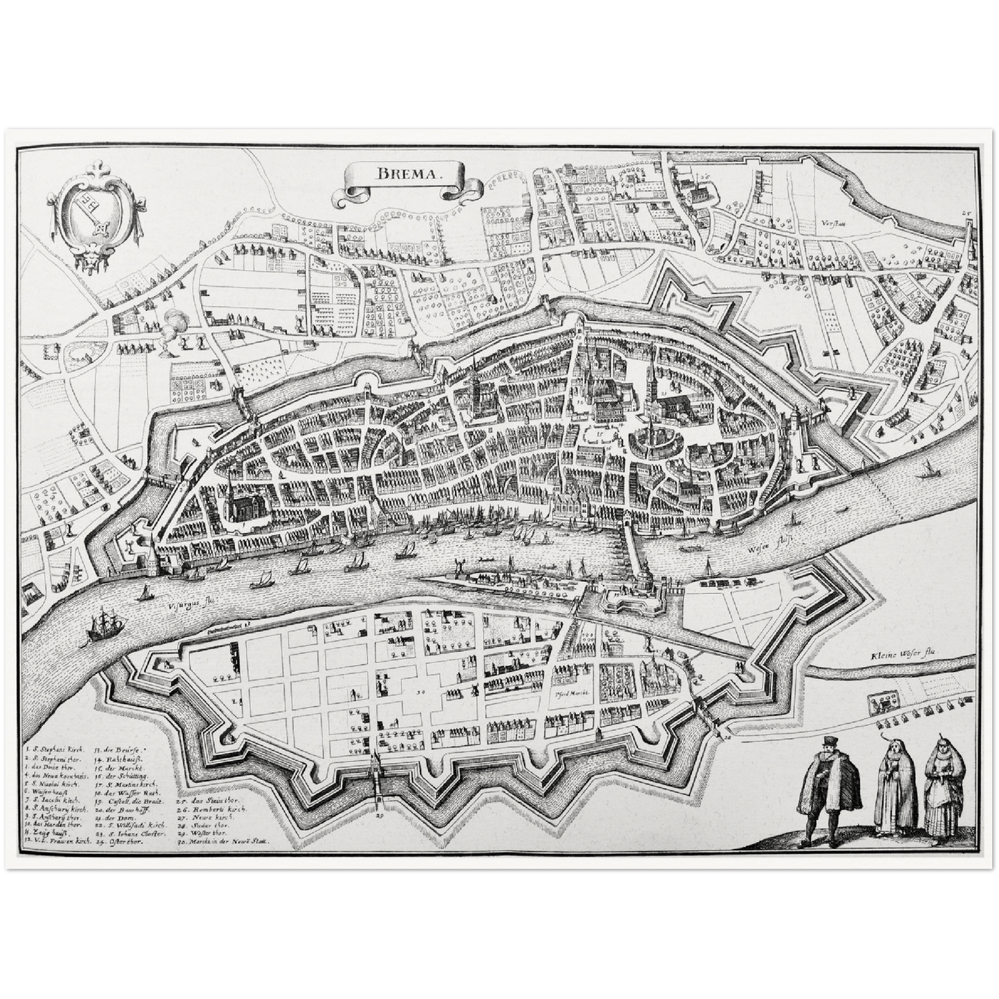 Historical city map  Test product horizontal 3 sizes