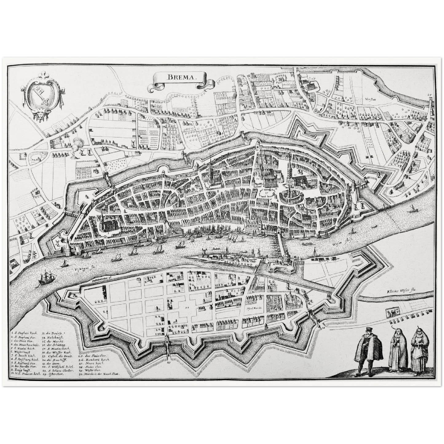 Historischer Stadtplan Bremen um 1650