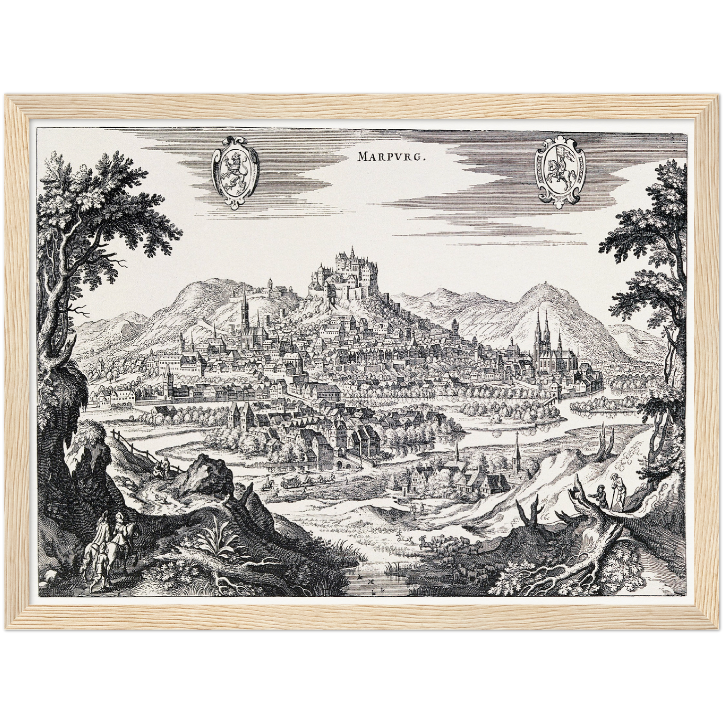 Historische Stadtansicht Marburg um 1646