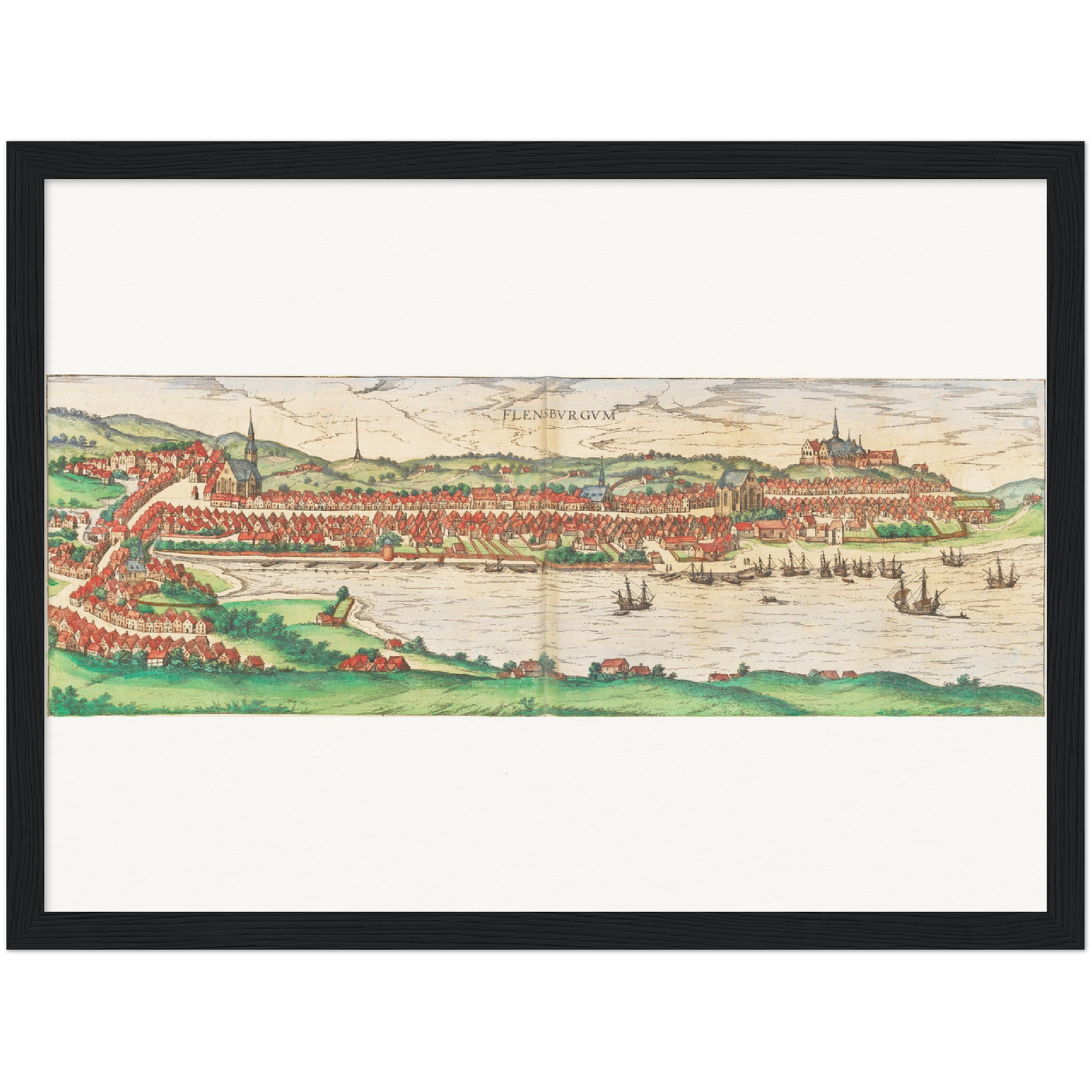 Historische Stadtansicht Flensburg um 1592