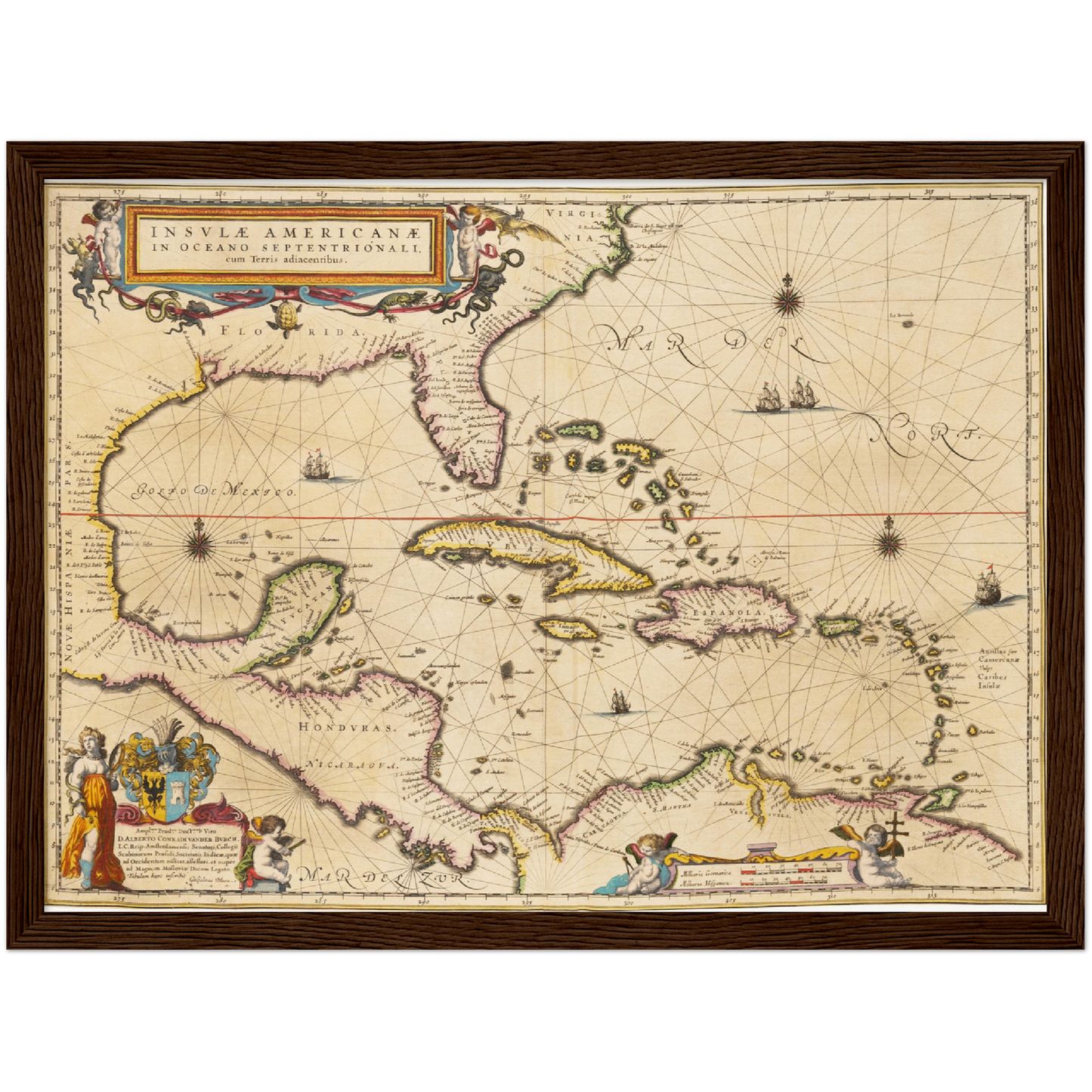 Historische Landkarte Karibik um 1635