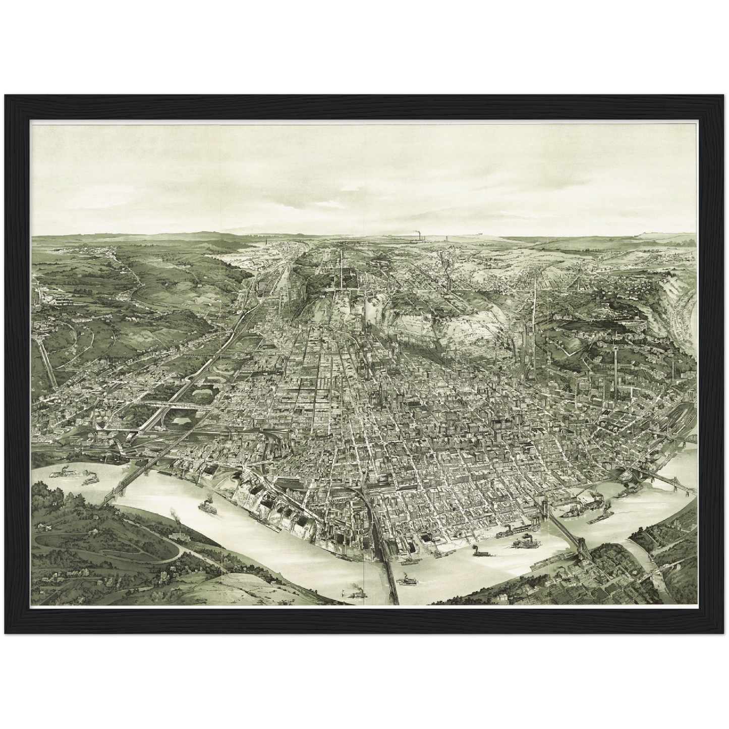 Historische Stadtansicht Cincinnati um 1900