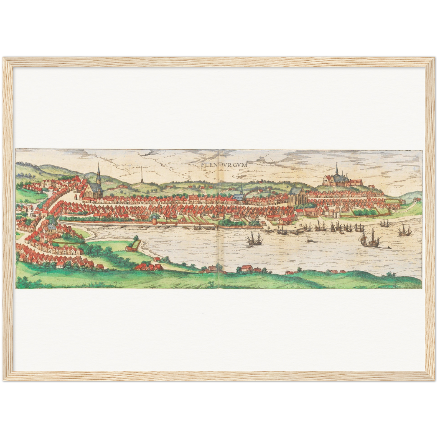 Historische Stadtansicht Flensburg um 1592