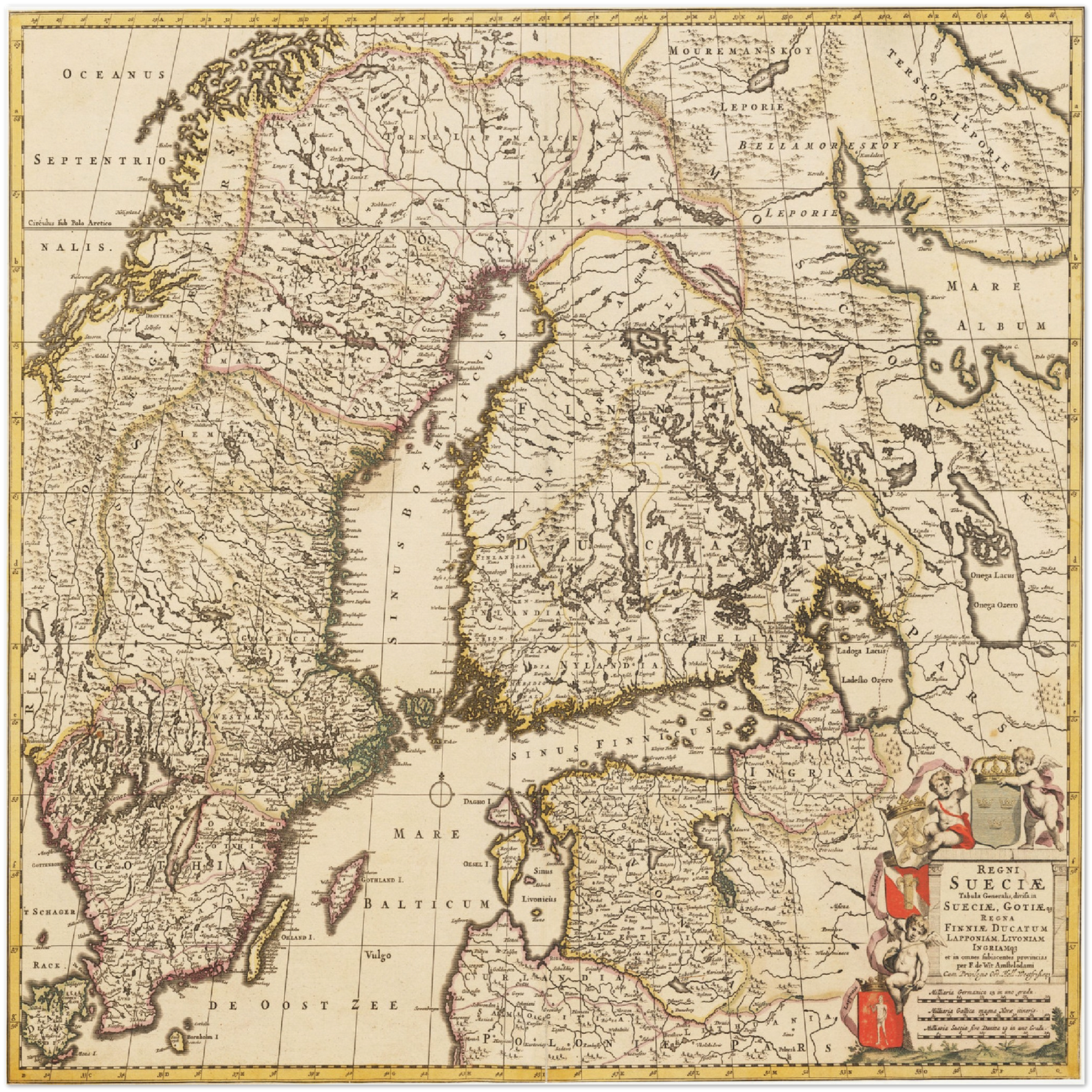 Historische Landkarte Schweden um 1698