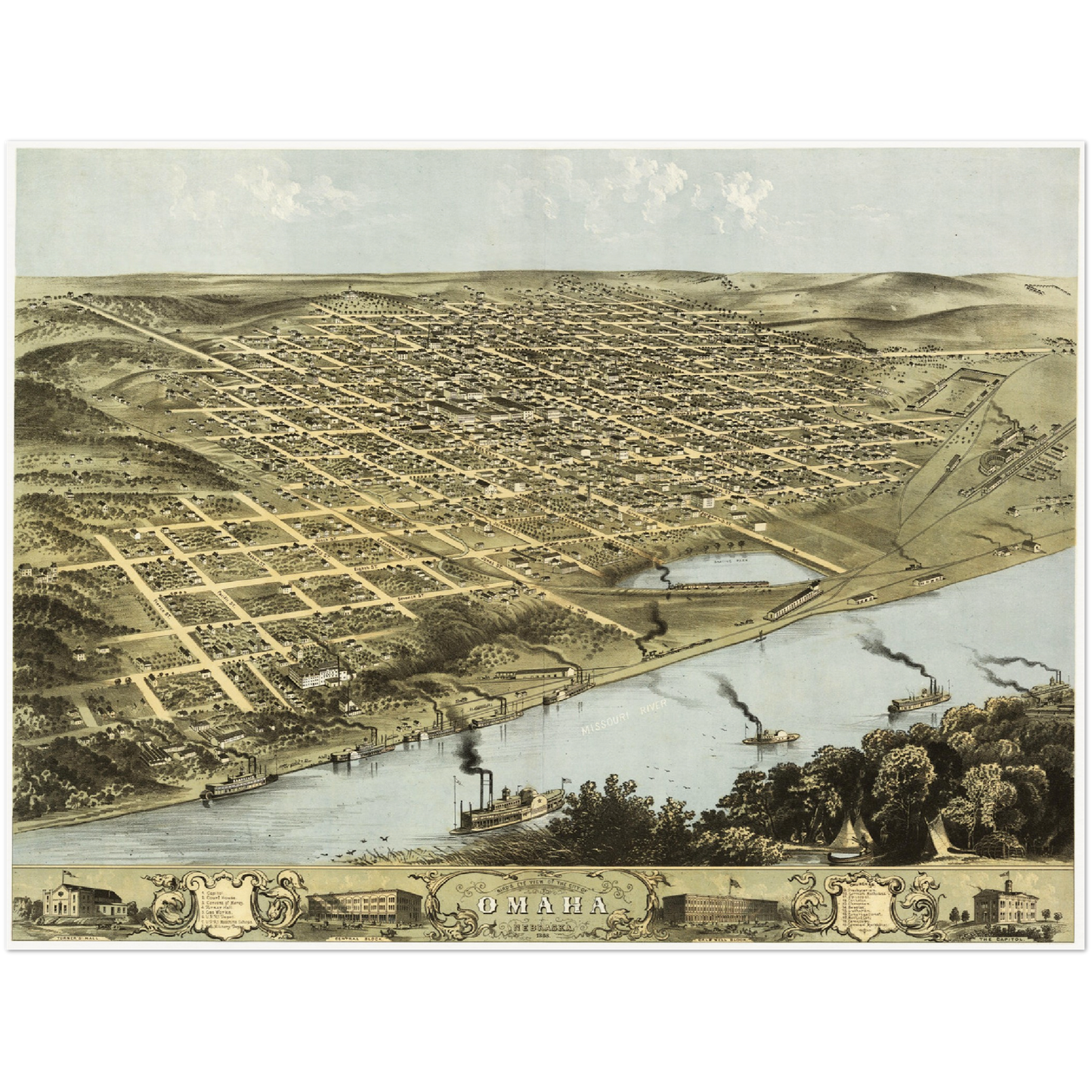 Historical city map  Test product horizontal 3 sizes