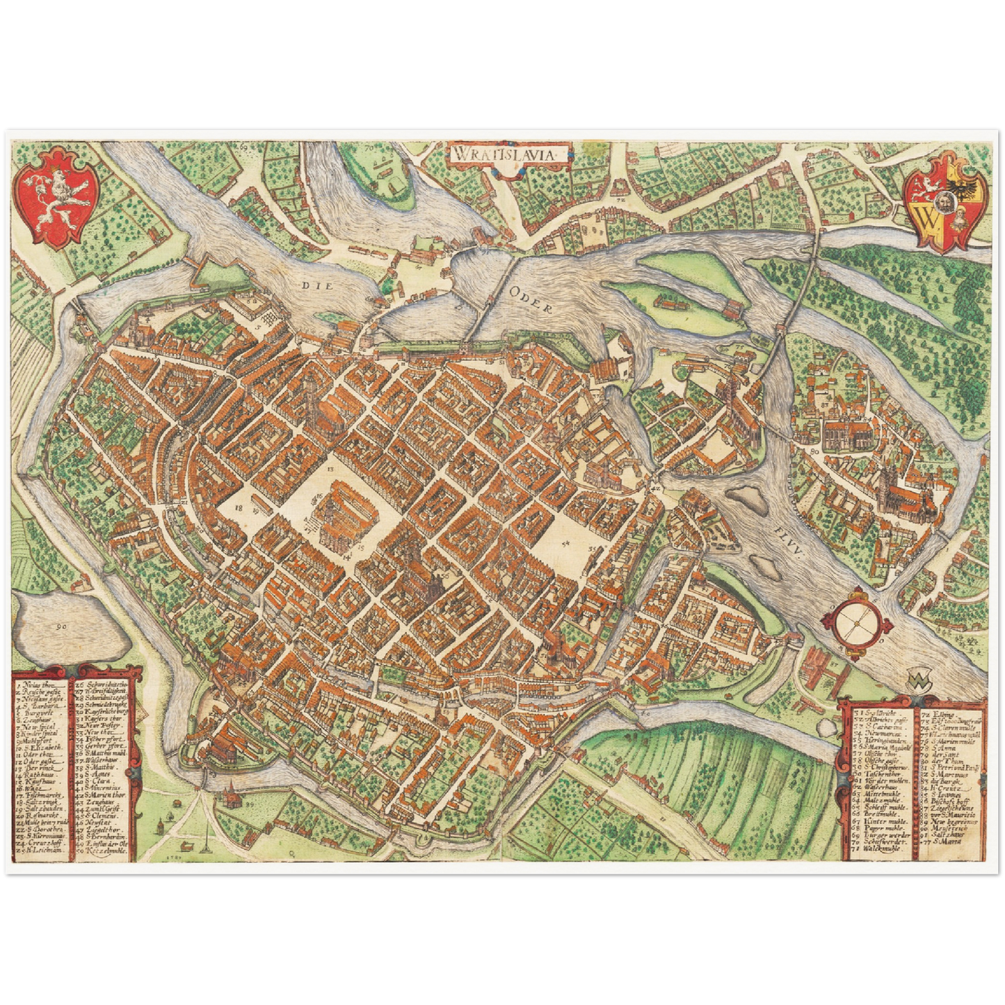 Historischer Stadtplan Breslau um 1592