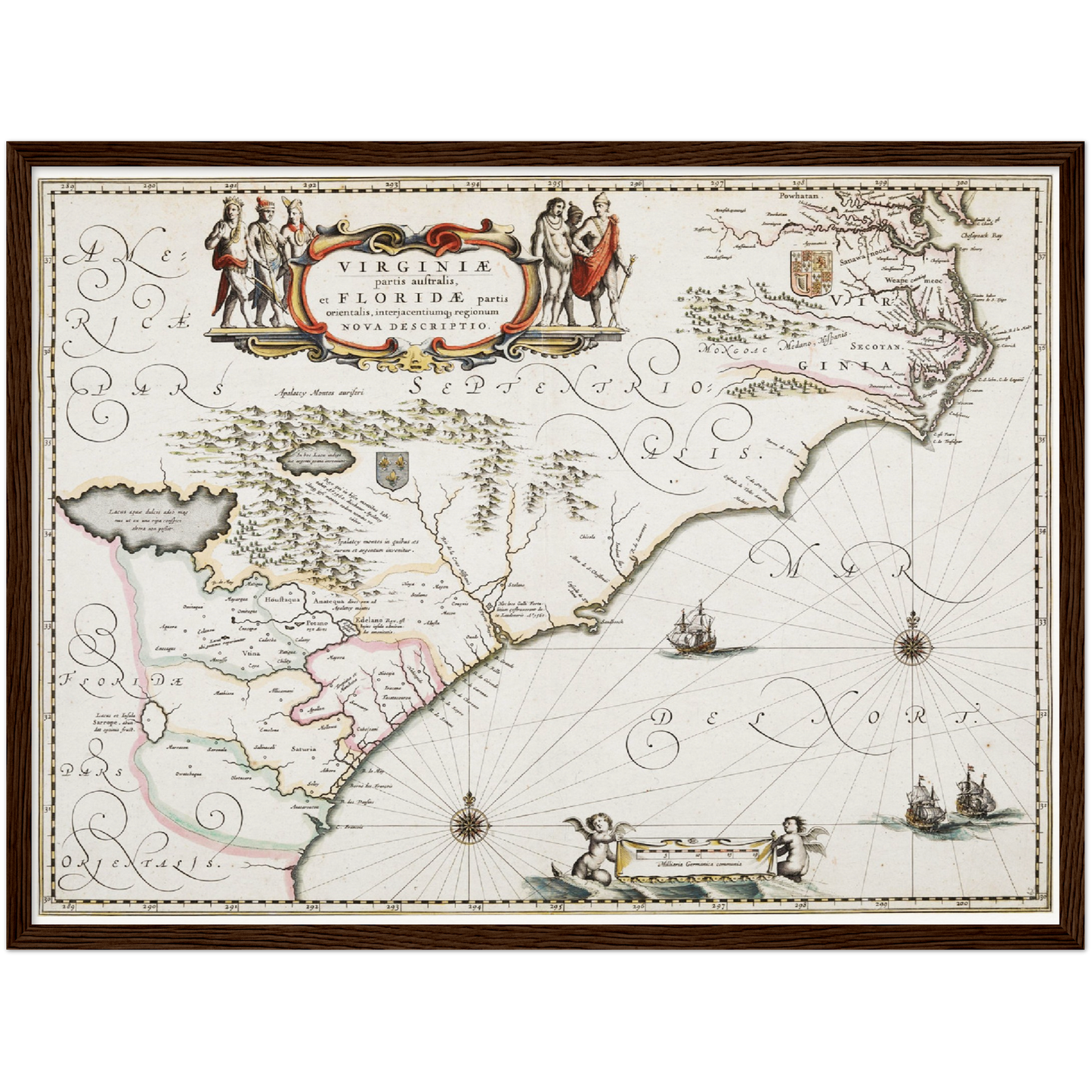 Historische Landkarte Kolonie Virginia um 1670