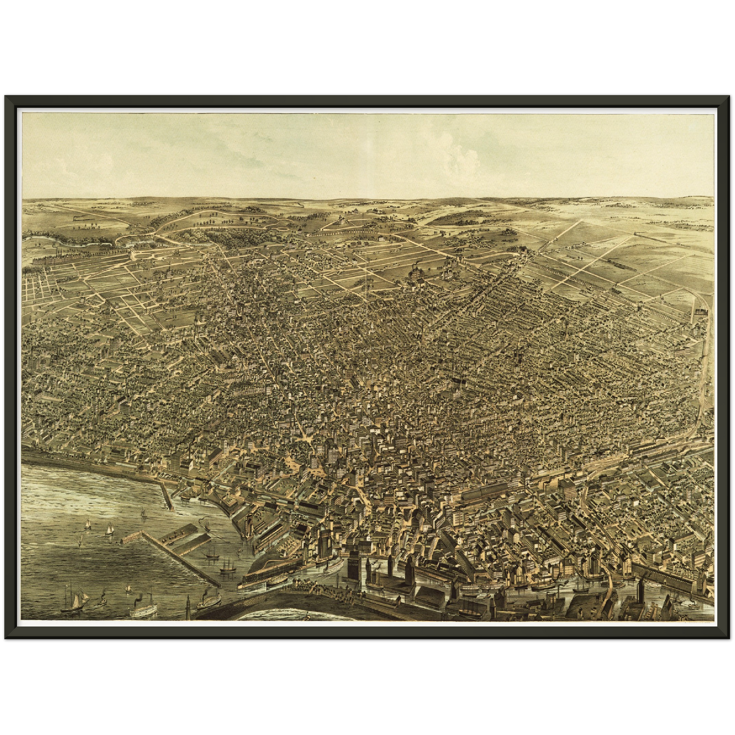 Historische Stadtansicht Buffalo um 1880