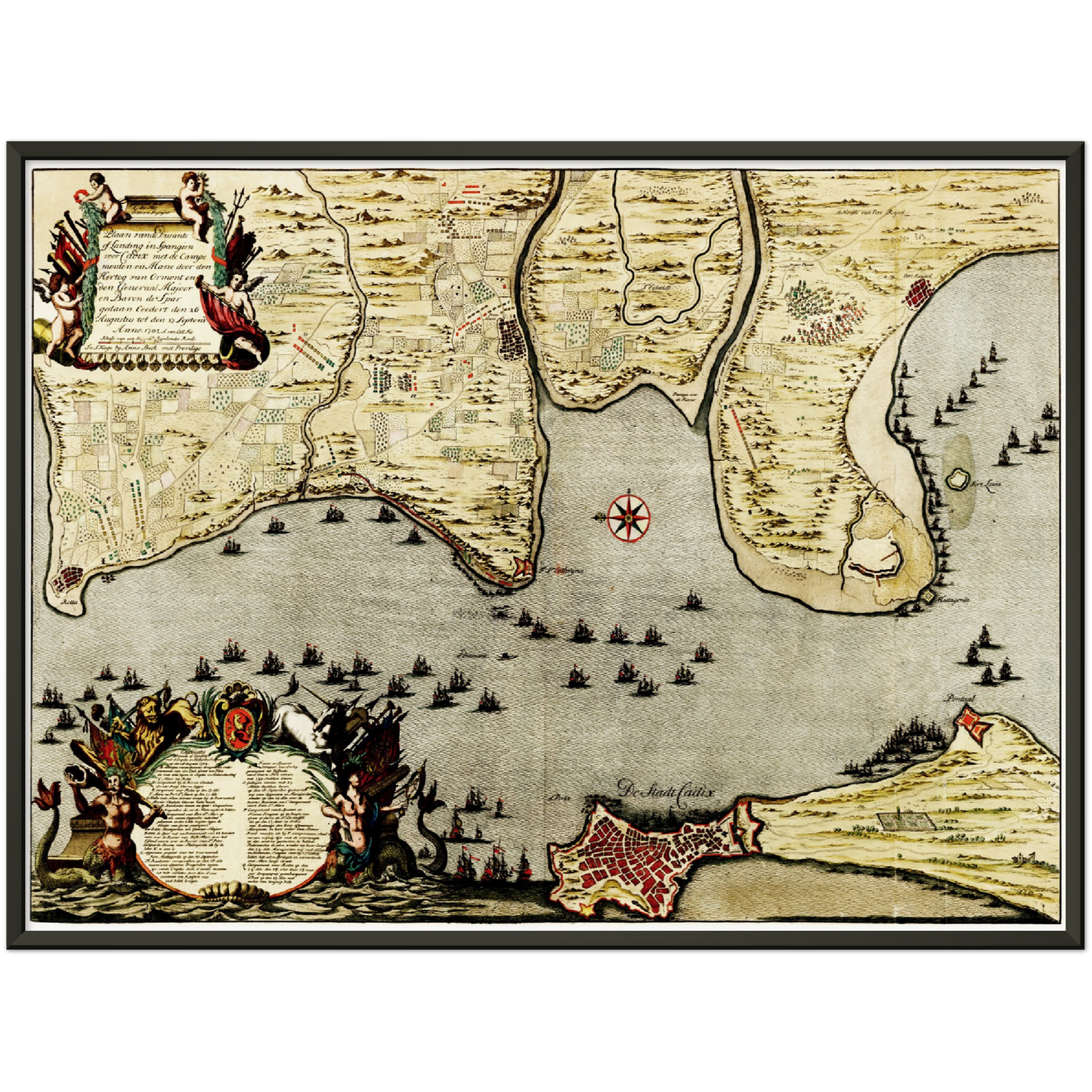 Historischer Stadtplan Cadiz um 1700