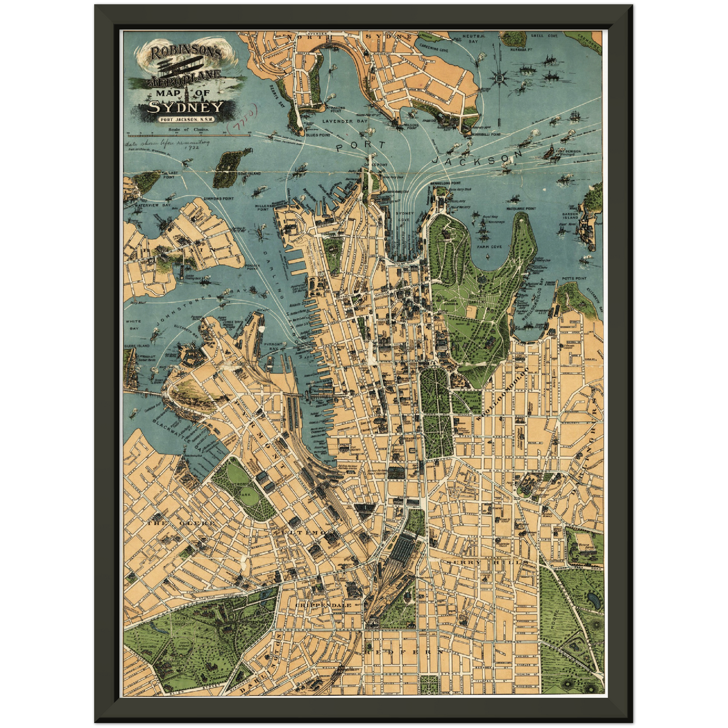 Historischer Stadtplan Sydney um 1922