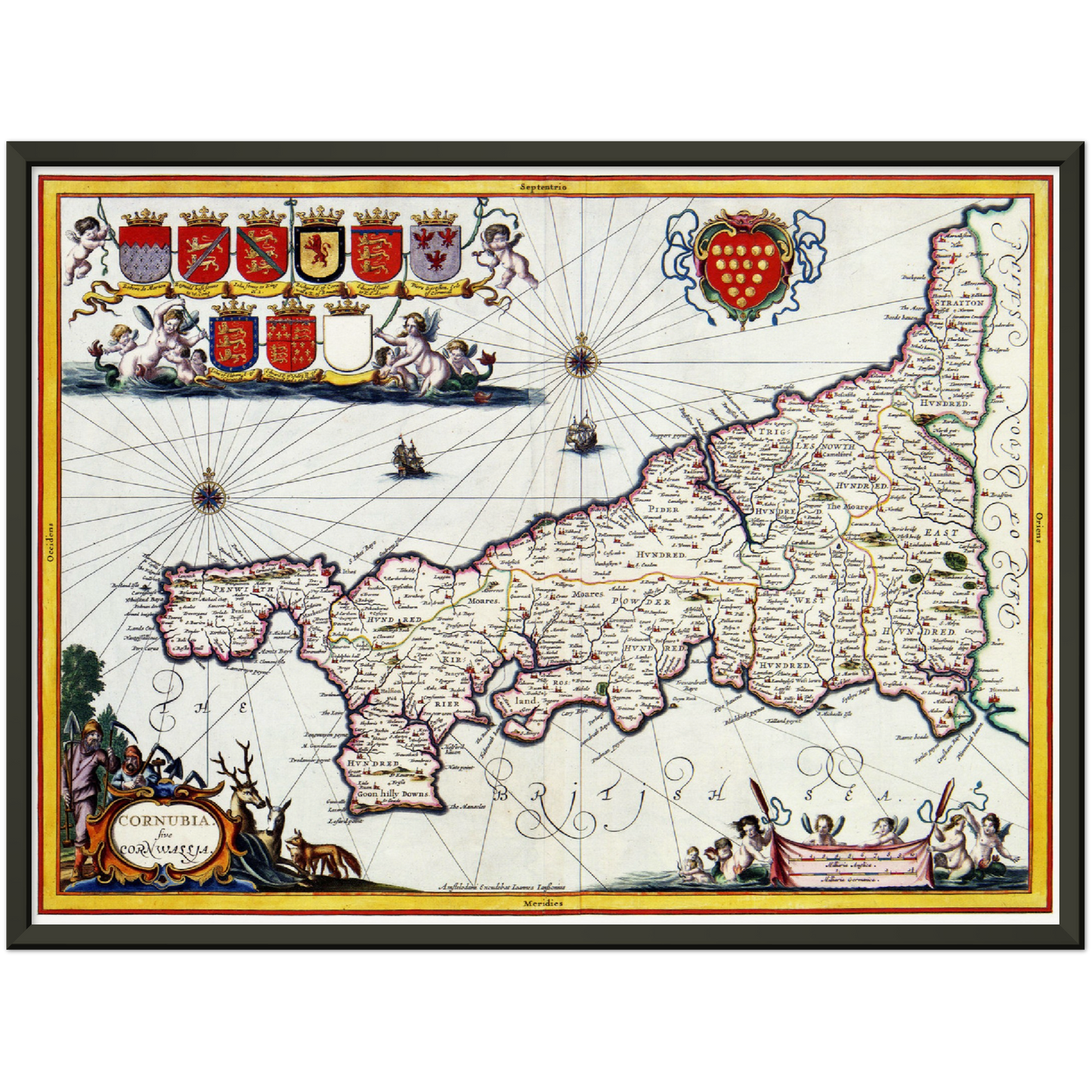 Historische Landkarte Cornwall um 1646