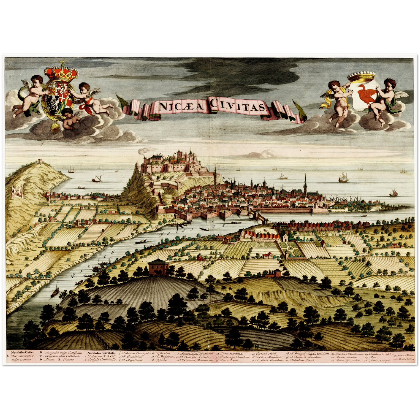 Historischer Stadtansicht Nizza um 1700