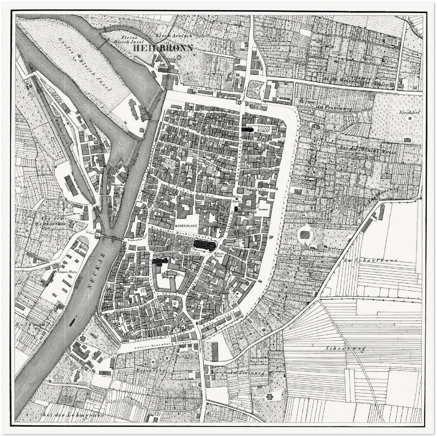 Historischer Stadtplan Heilbronn um 1834