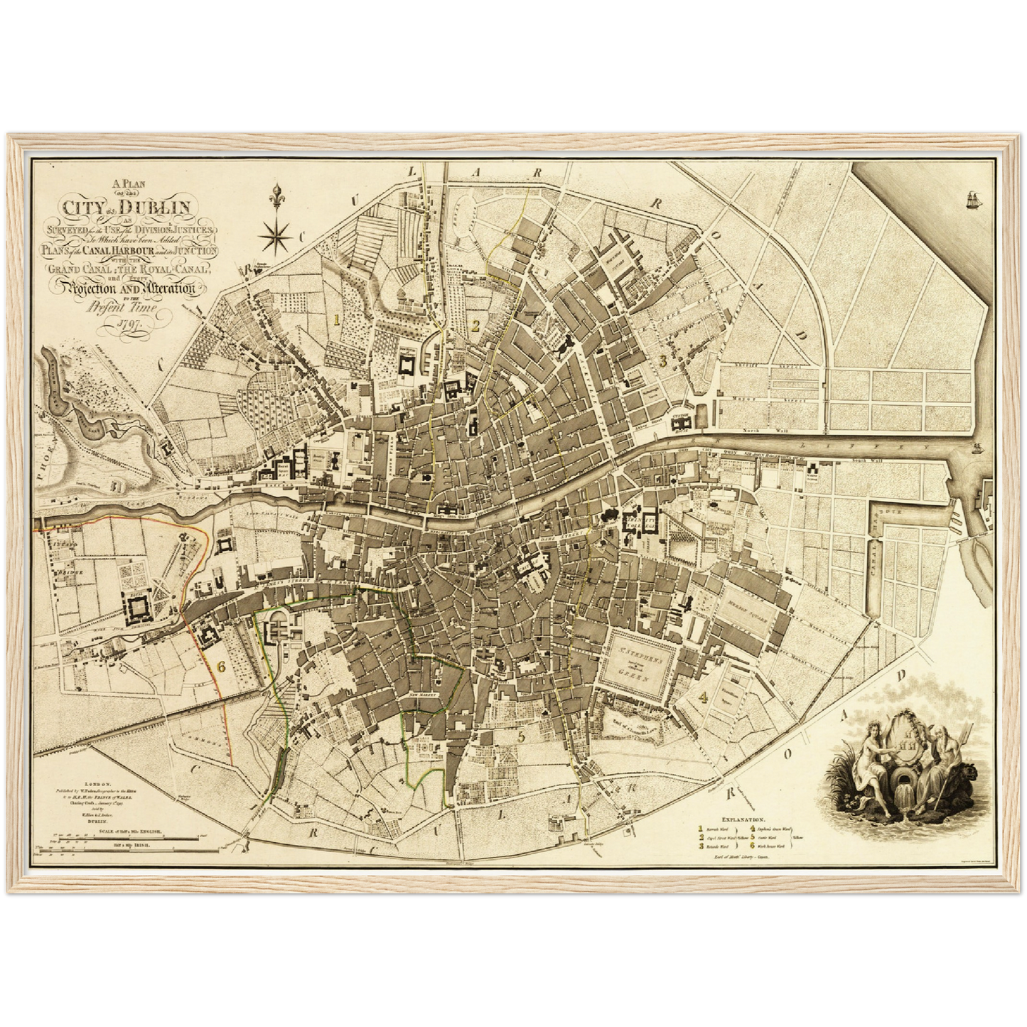 Historischer Stadtplan Dublin um 1797