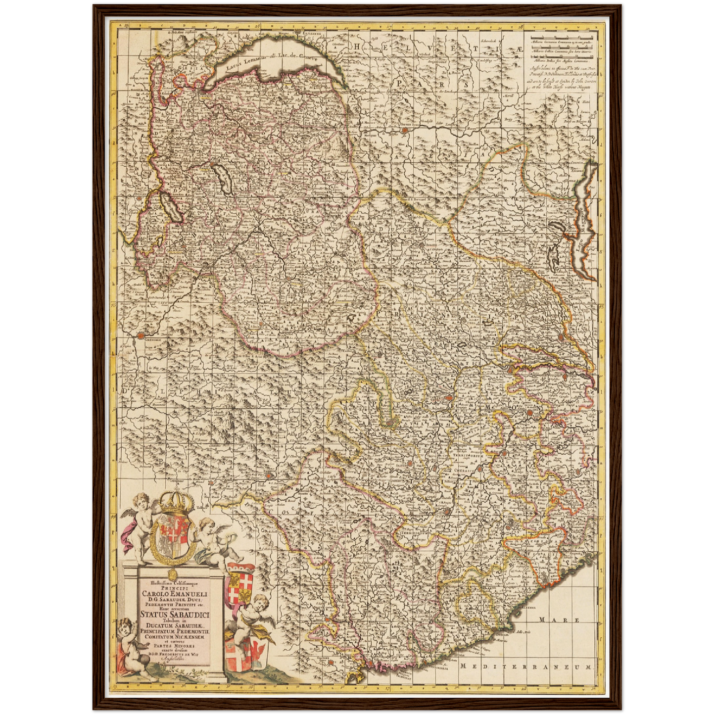 Historische Landkarte Piemont um 1698