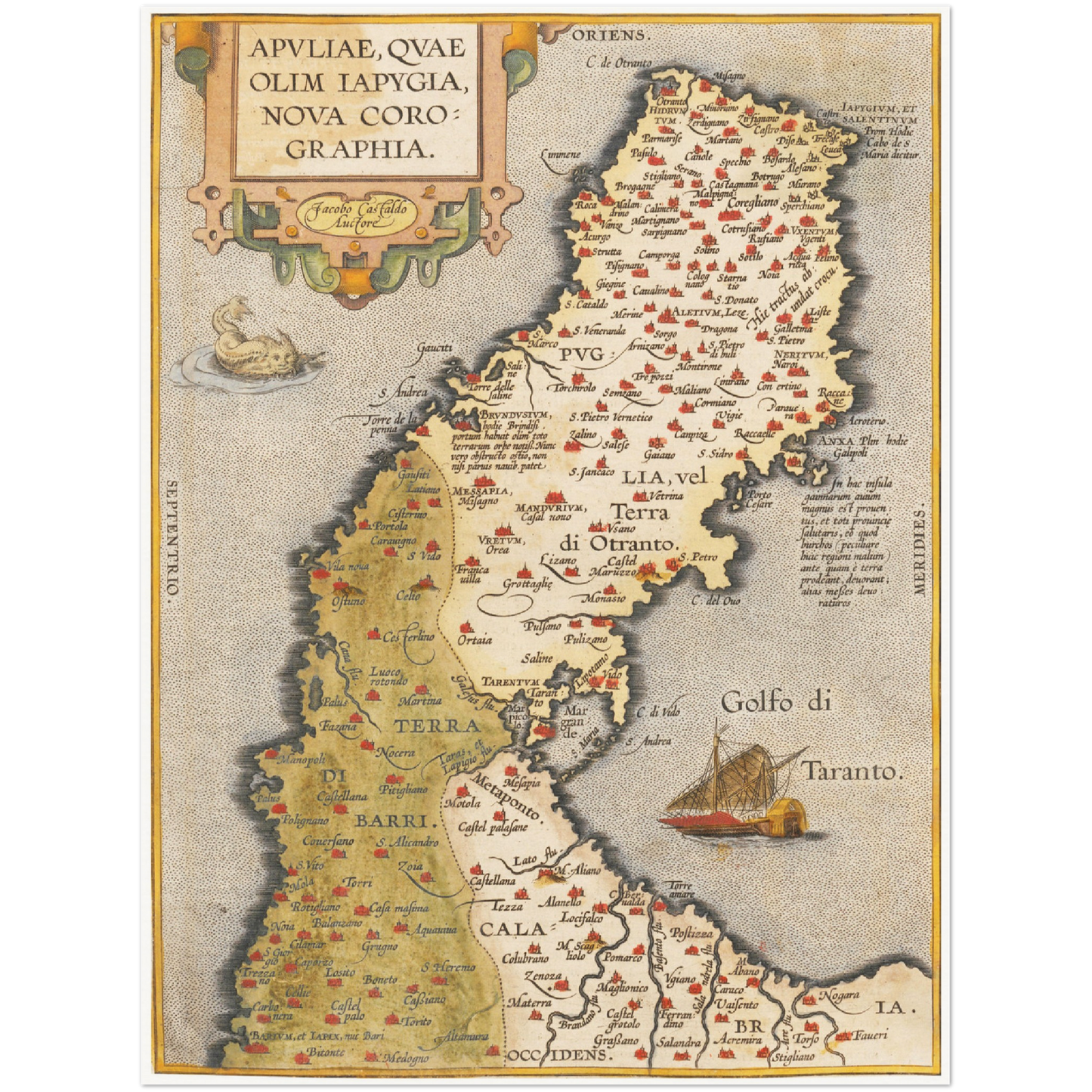 Historische Landkarte Apulien um 1609