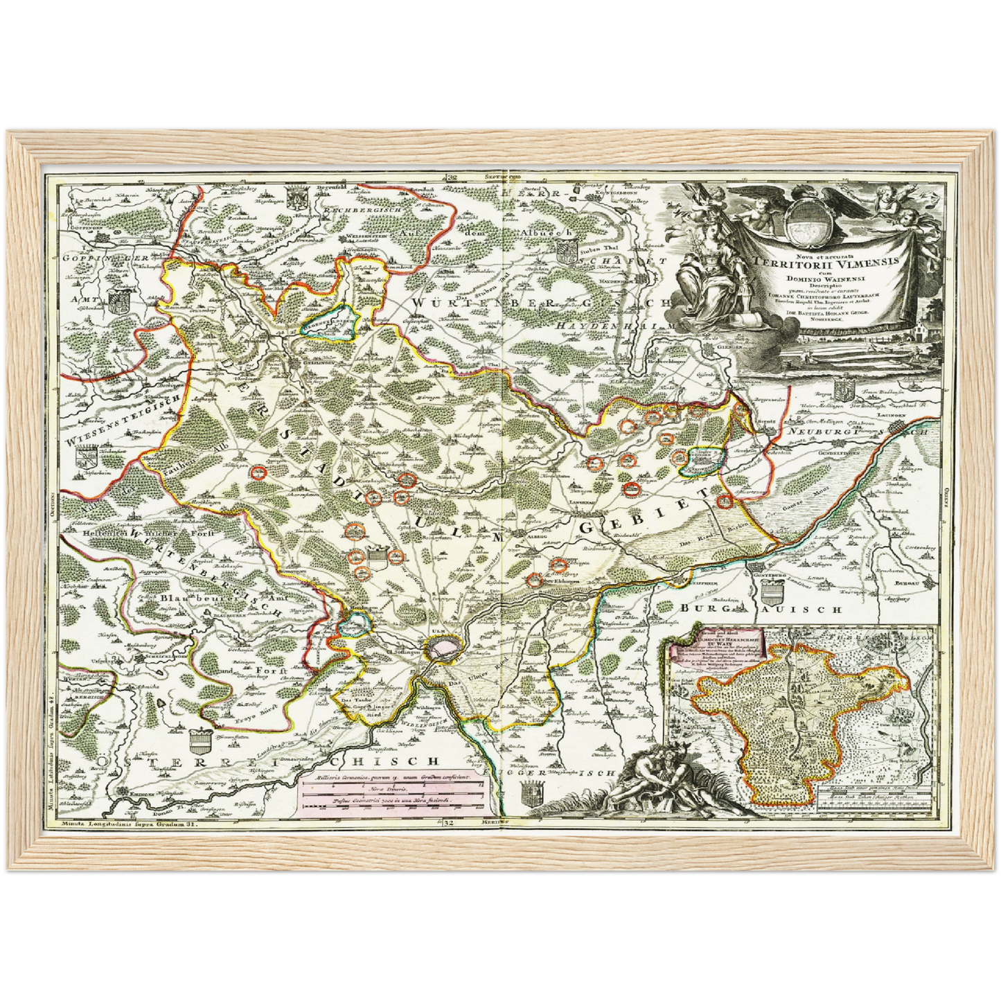 Historische Landkarte Ulm um 1712