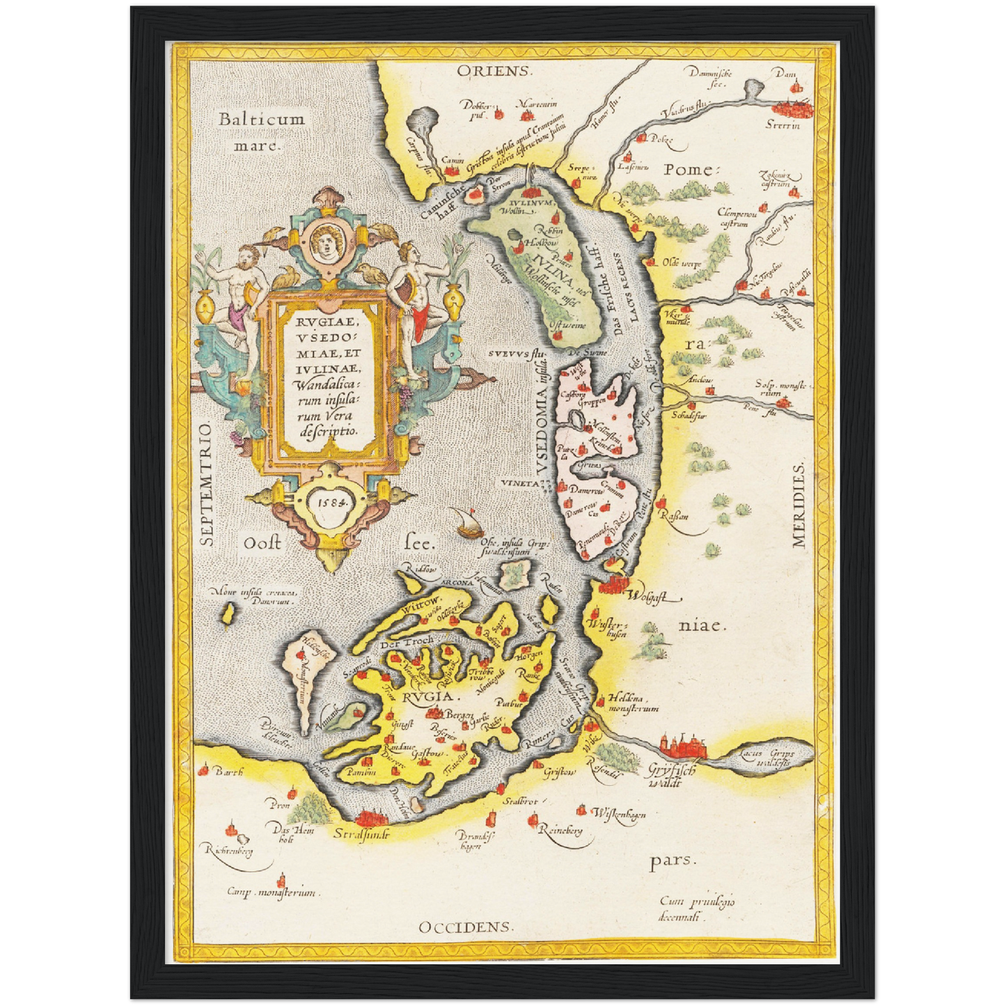 Historische Landkarte Rügen & Usedom um 1609