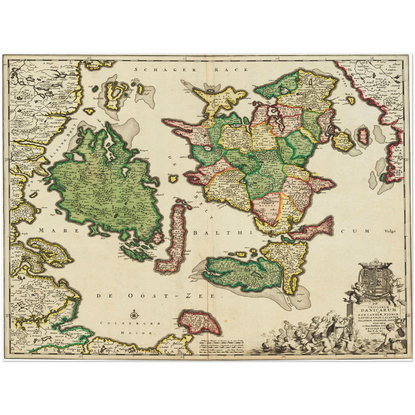 Historische Landkarte Dänische Inseln um 1688