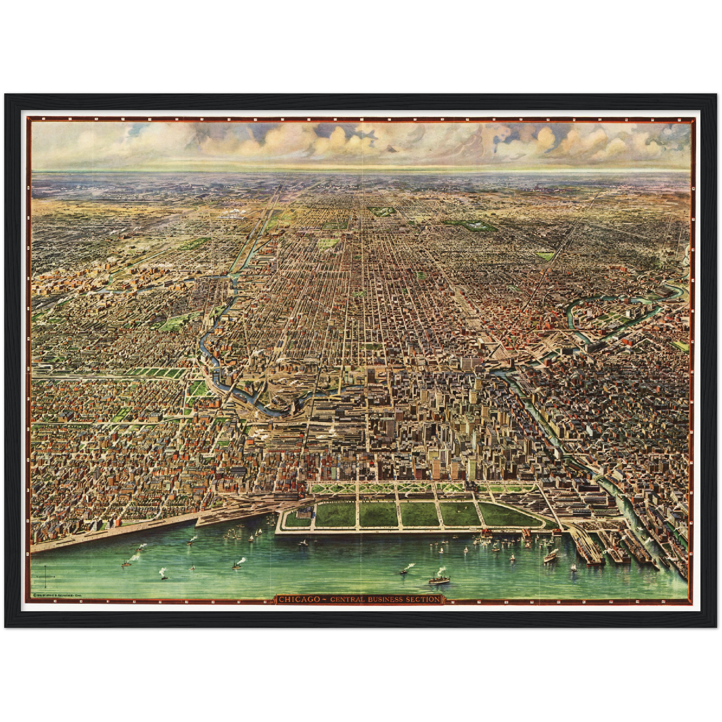 Historische Stadtansicht Chicago um 1918
