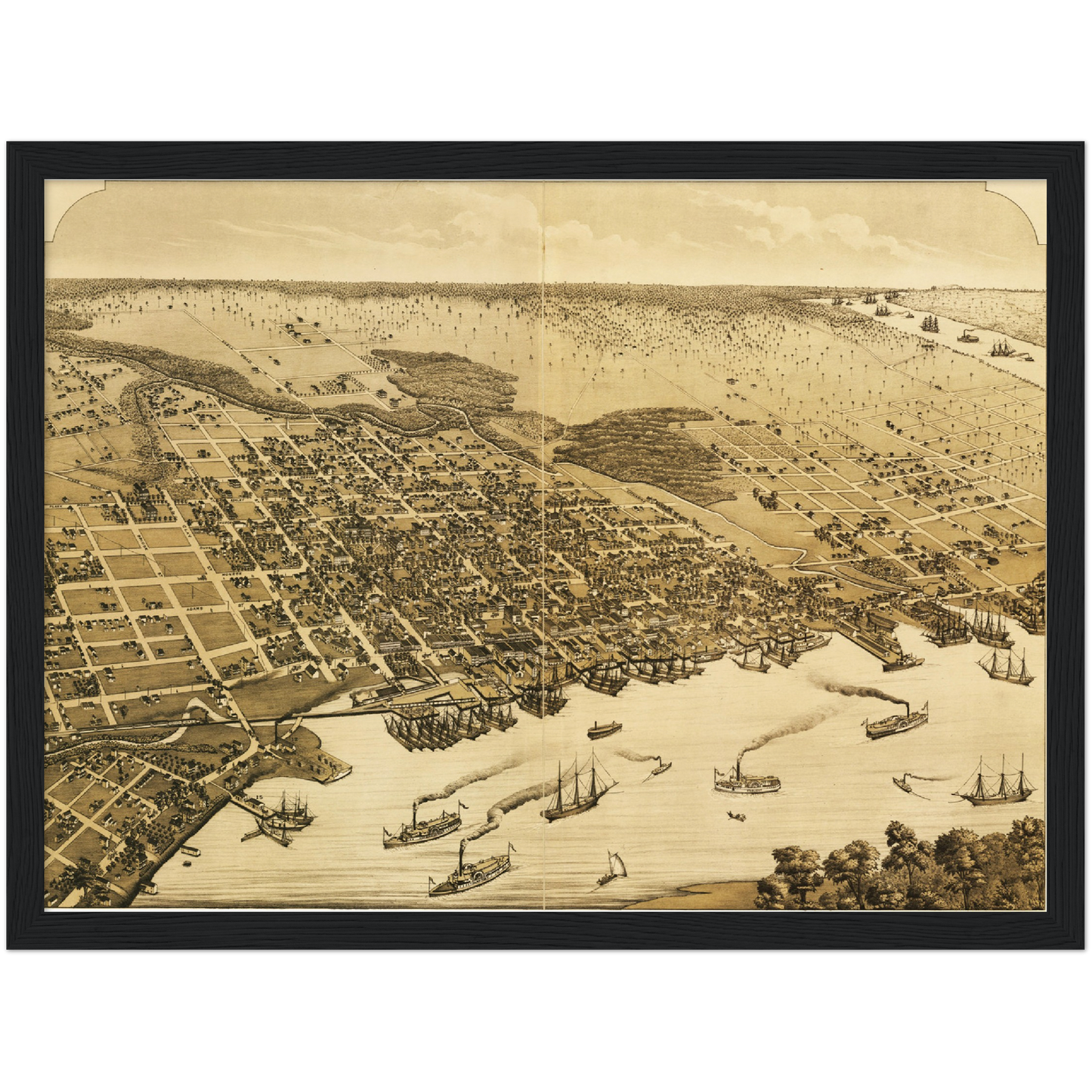 Historische Stadtansicht Jacksonville um 1876