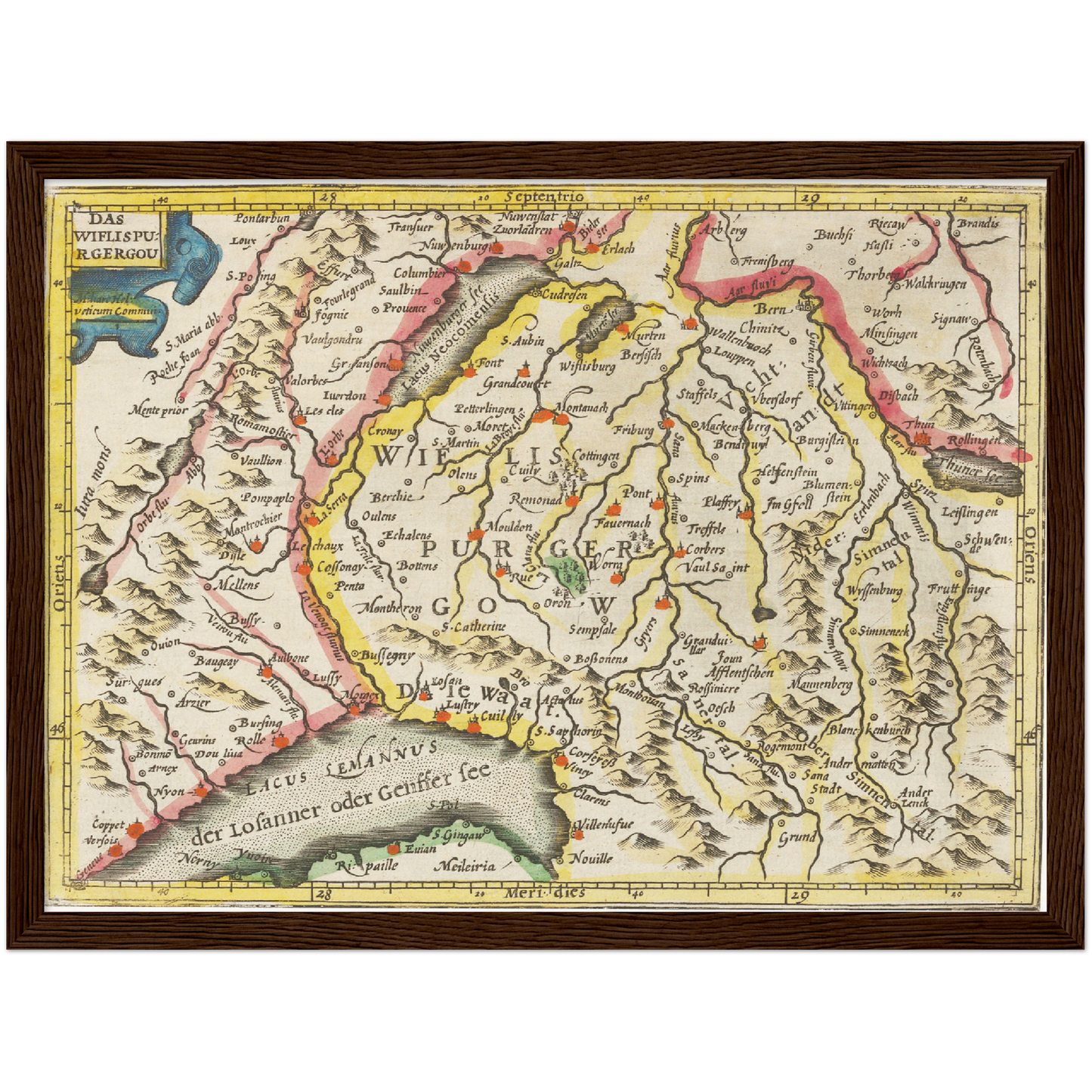 Historische Landkarte Wiflisburgergau um 1609