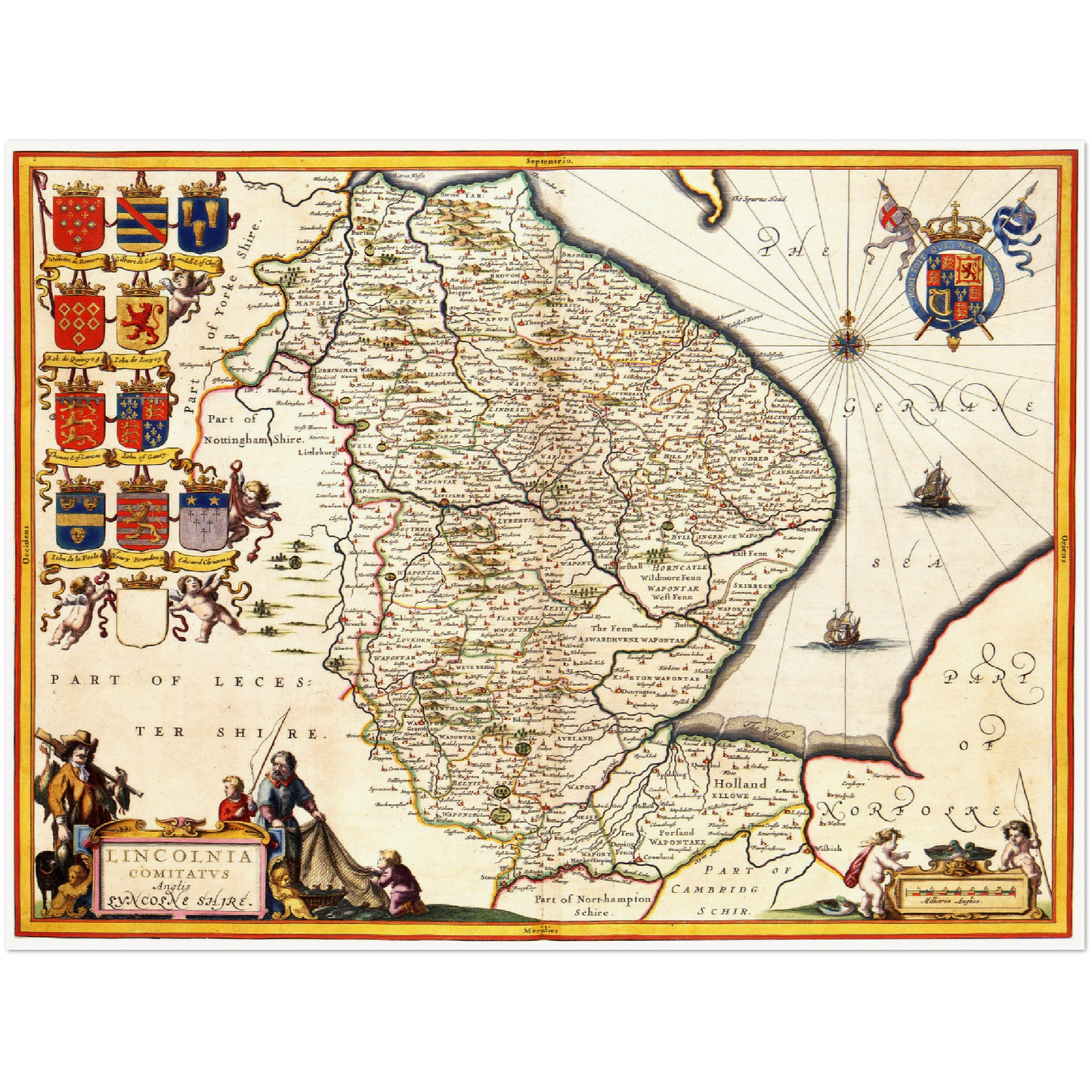 Historische Landkarte Lincolnshire um 1646