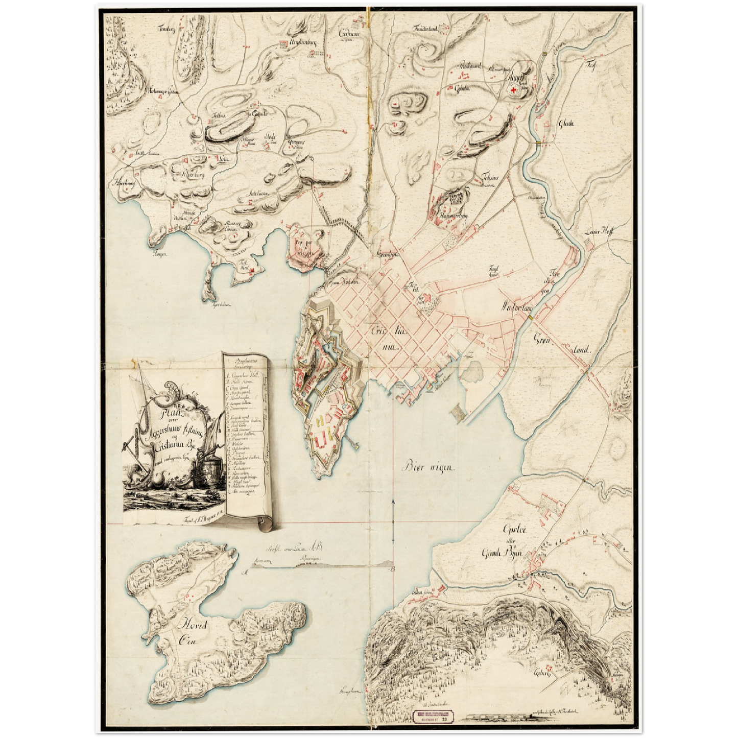 Historischer Stadtplan Oslo um 1774