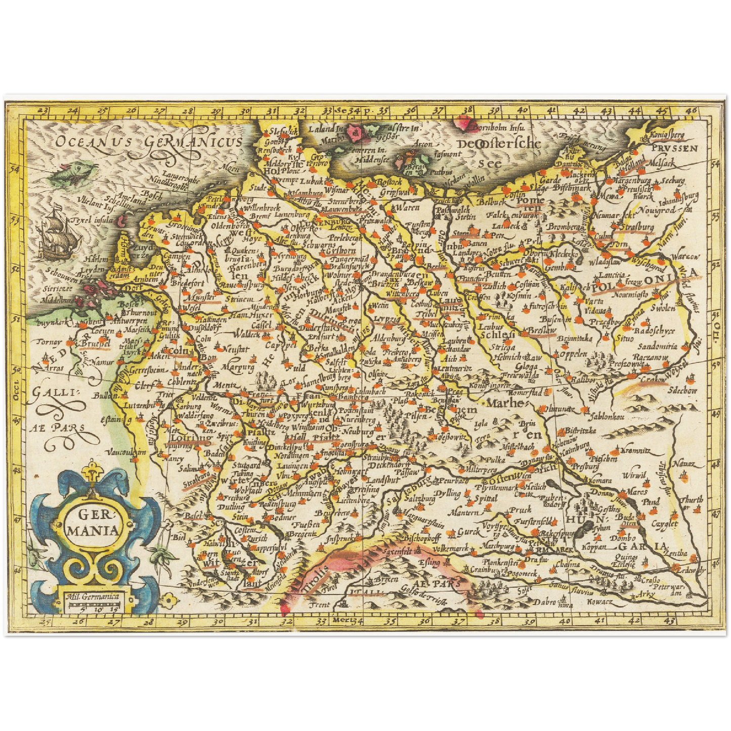 Historische Landkarte von Deutschland um 1609