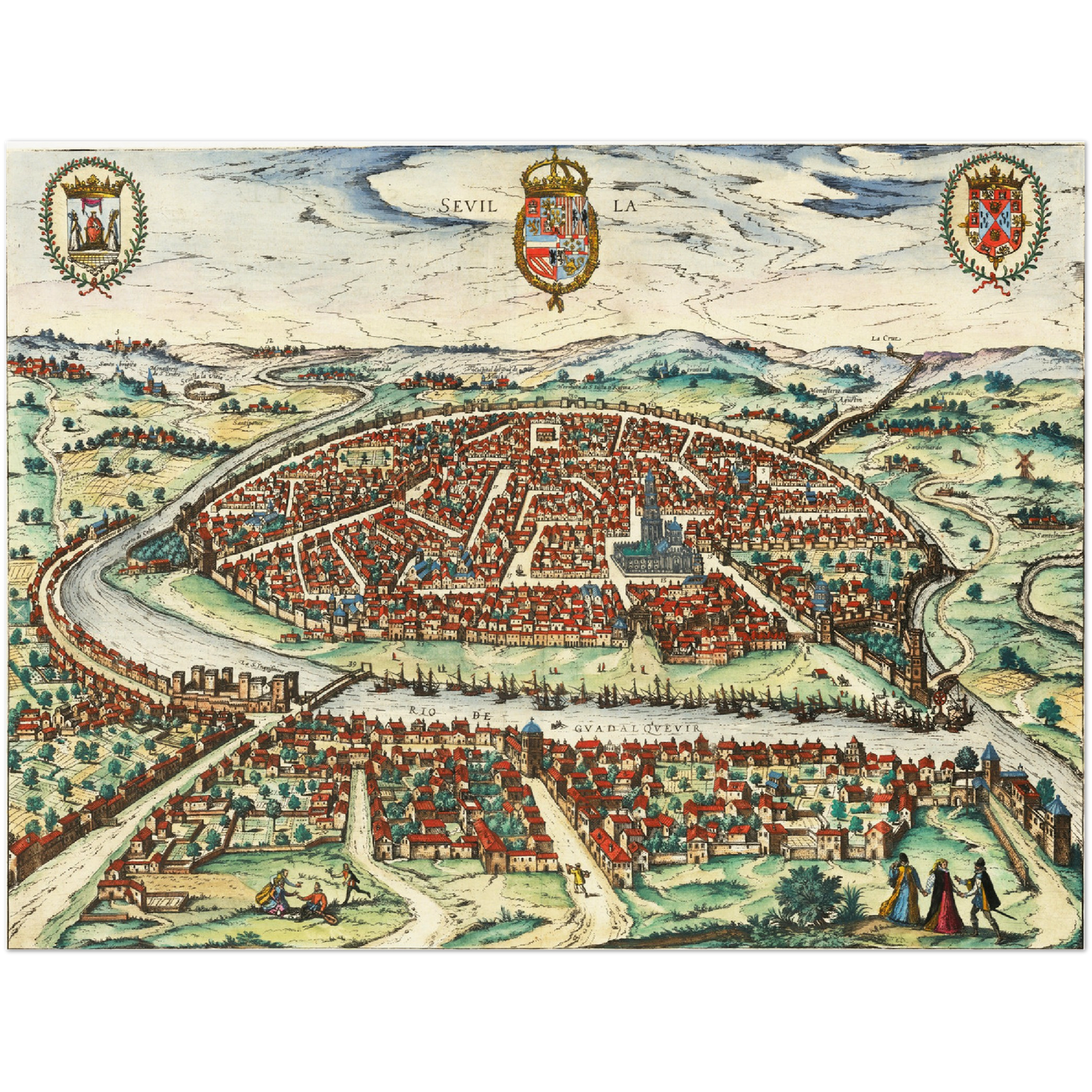 Historische Stadtansicht Sevilla um 1612