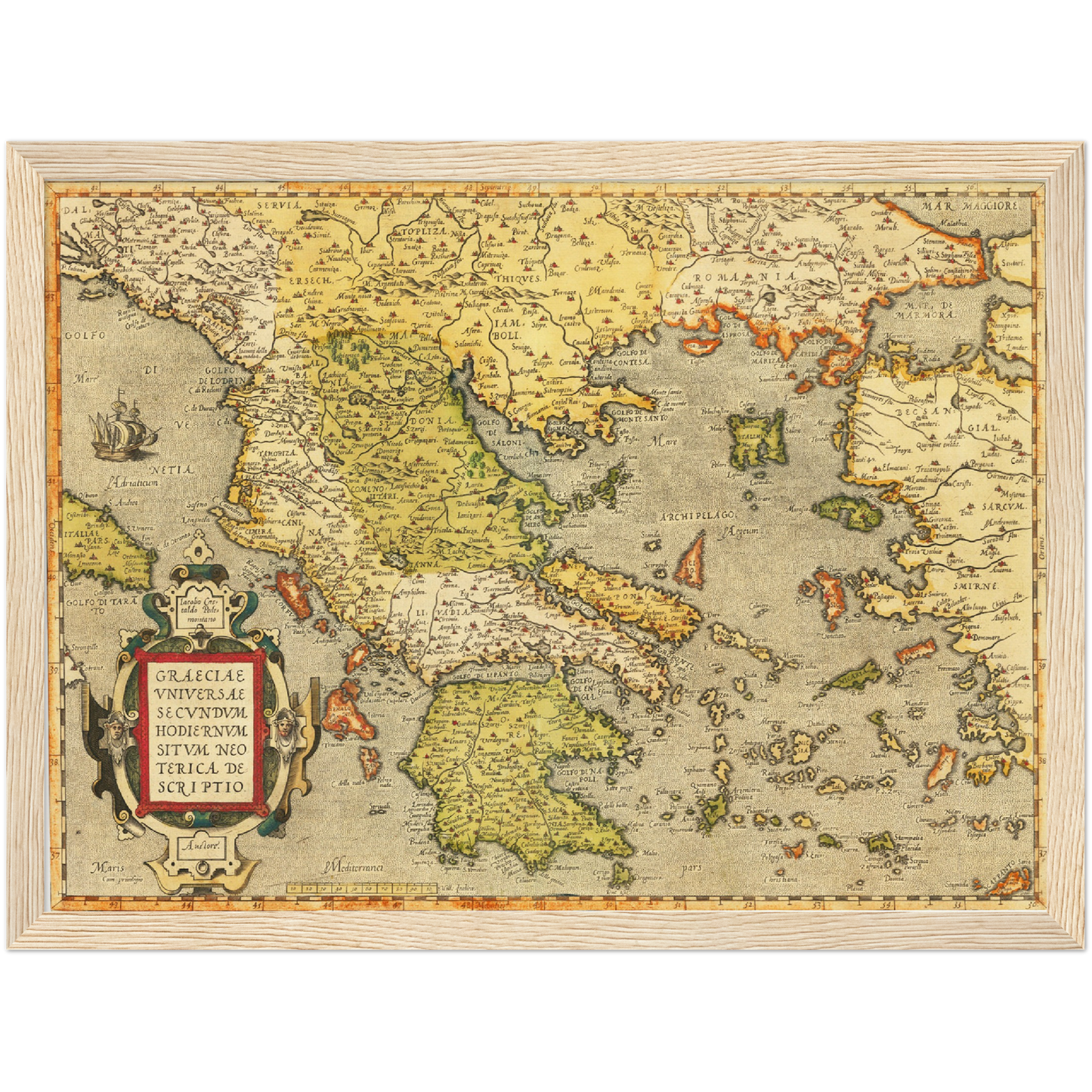 Historische Landkarte Griechenland um 1609
