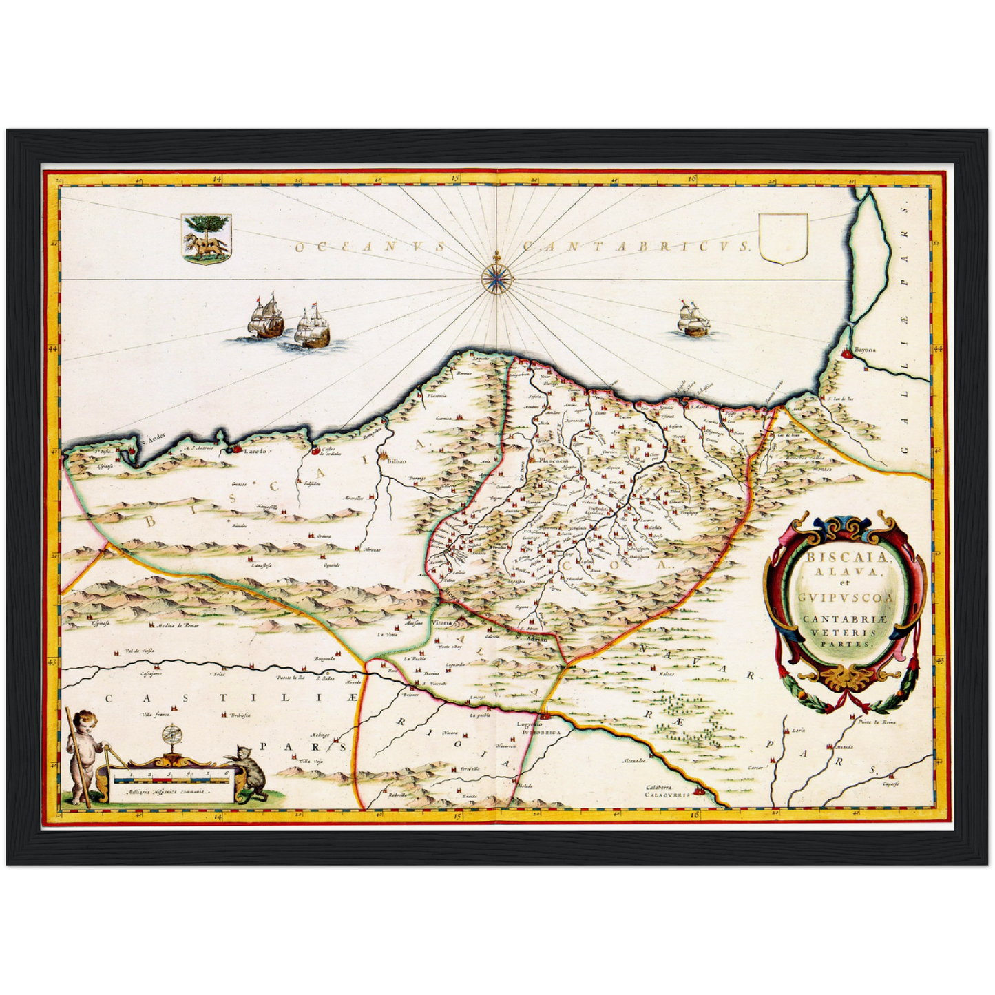 Historische Landkarte Kantabrien & Baskenland um 1690