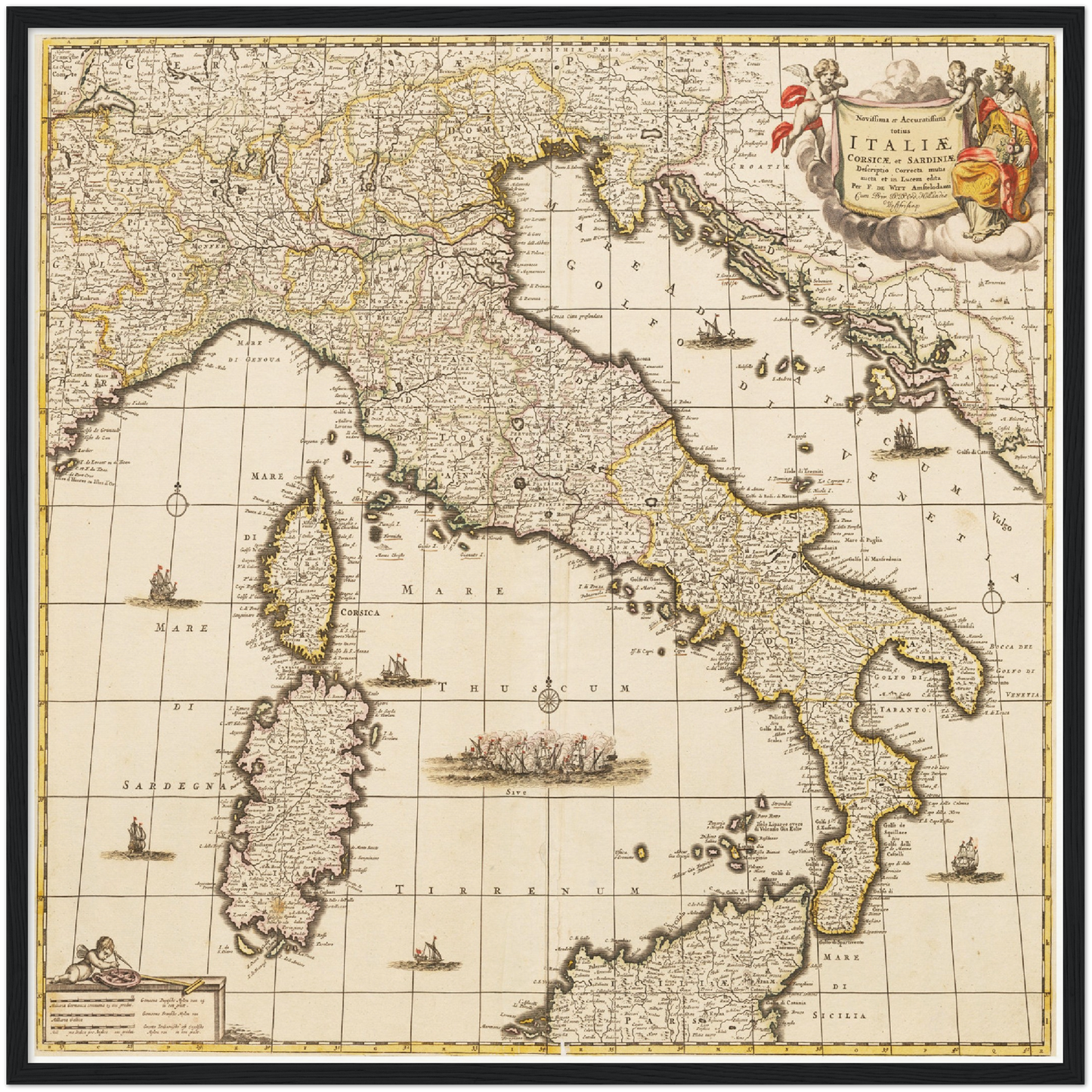Historische Landkarte Italien um 1698