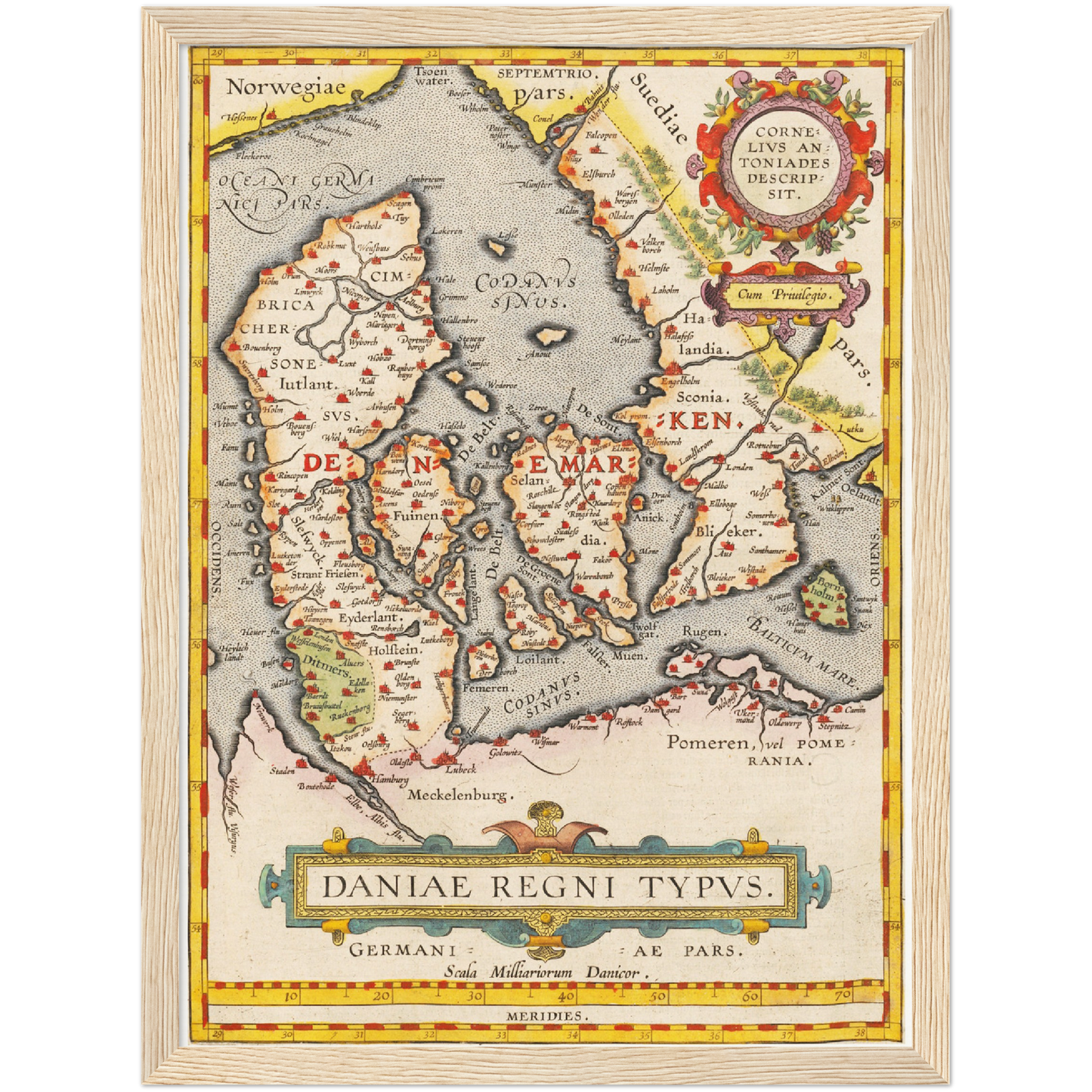 Historische Landkarte Dänemark um 1609