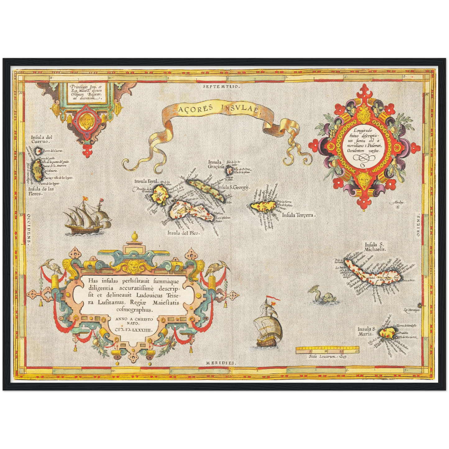 Historische Landkarte Azoren um 1609
