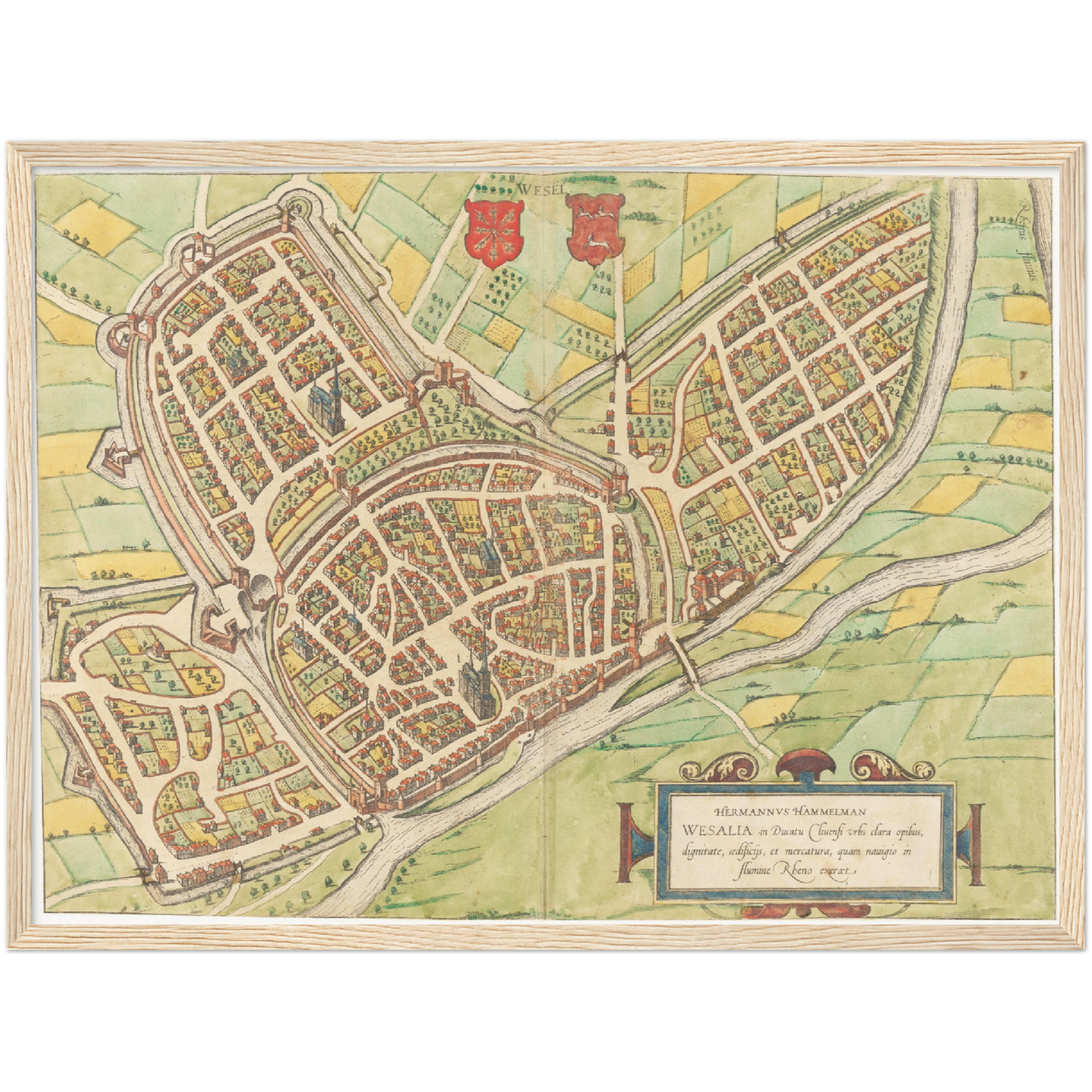 Historischer Stadtplan Wesel um 1592
