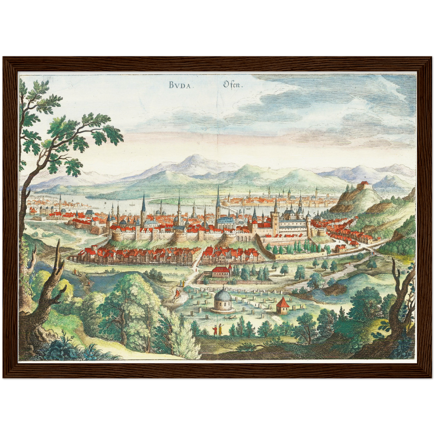 Historische Stadtansicht Budapest um 1636