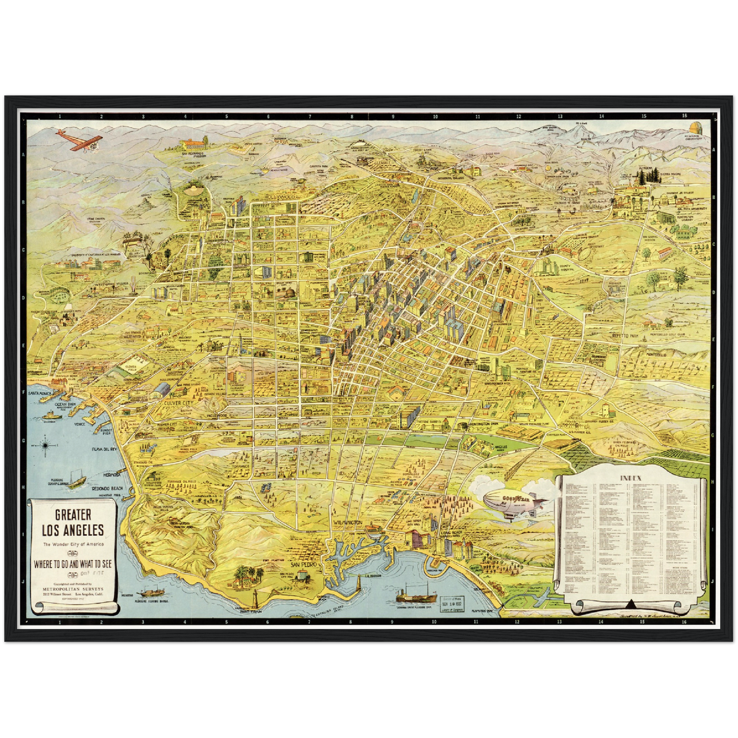 Historische Stadtansicht Greater Los Angeles um 1932