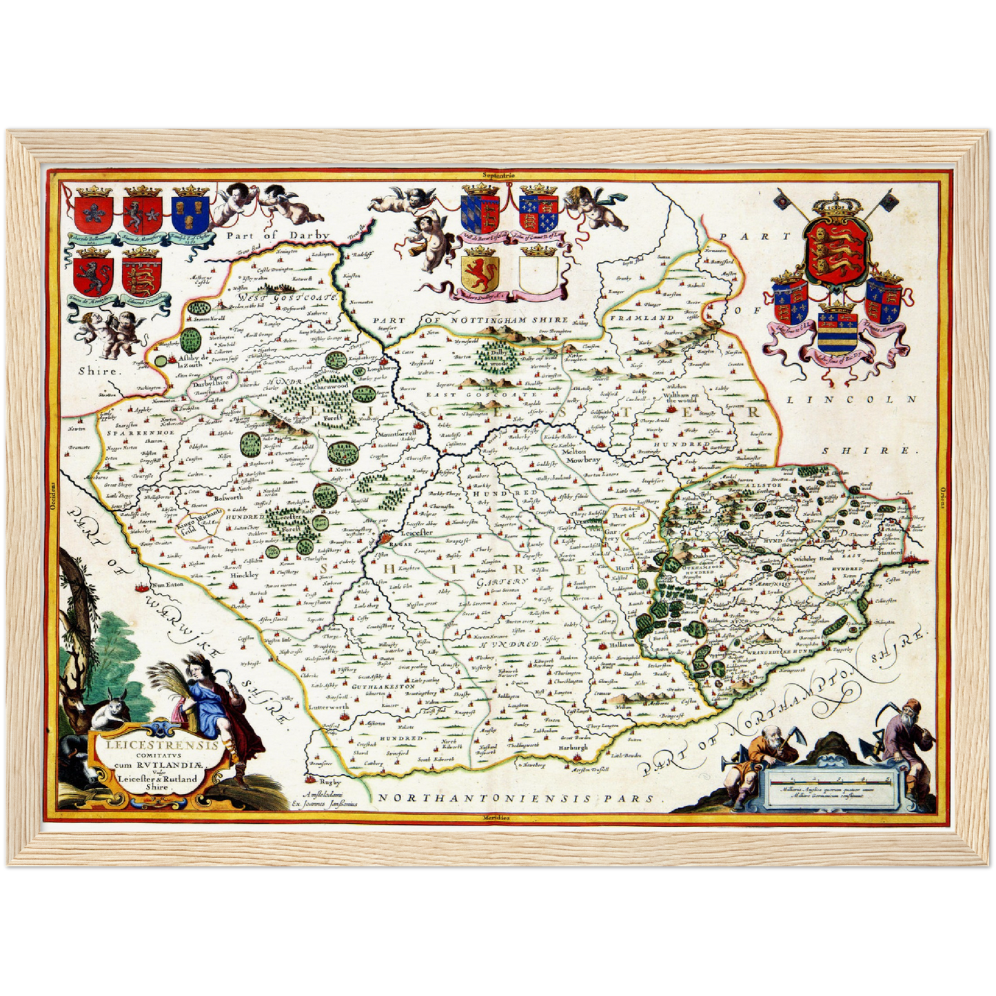 Historische Landkarte Leicestershire um 1646
