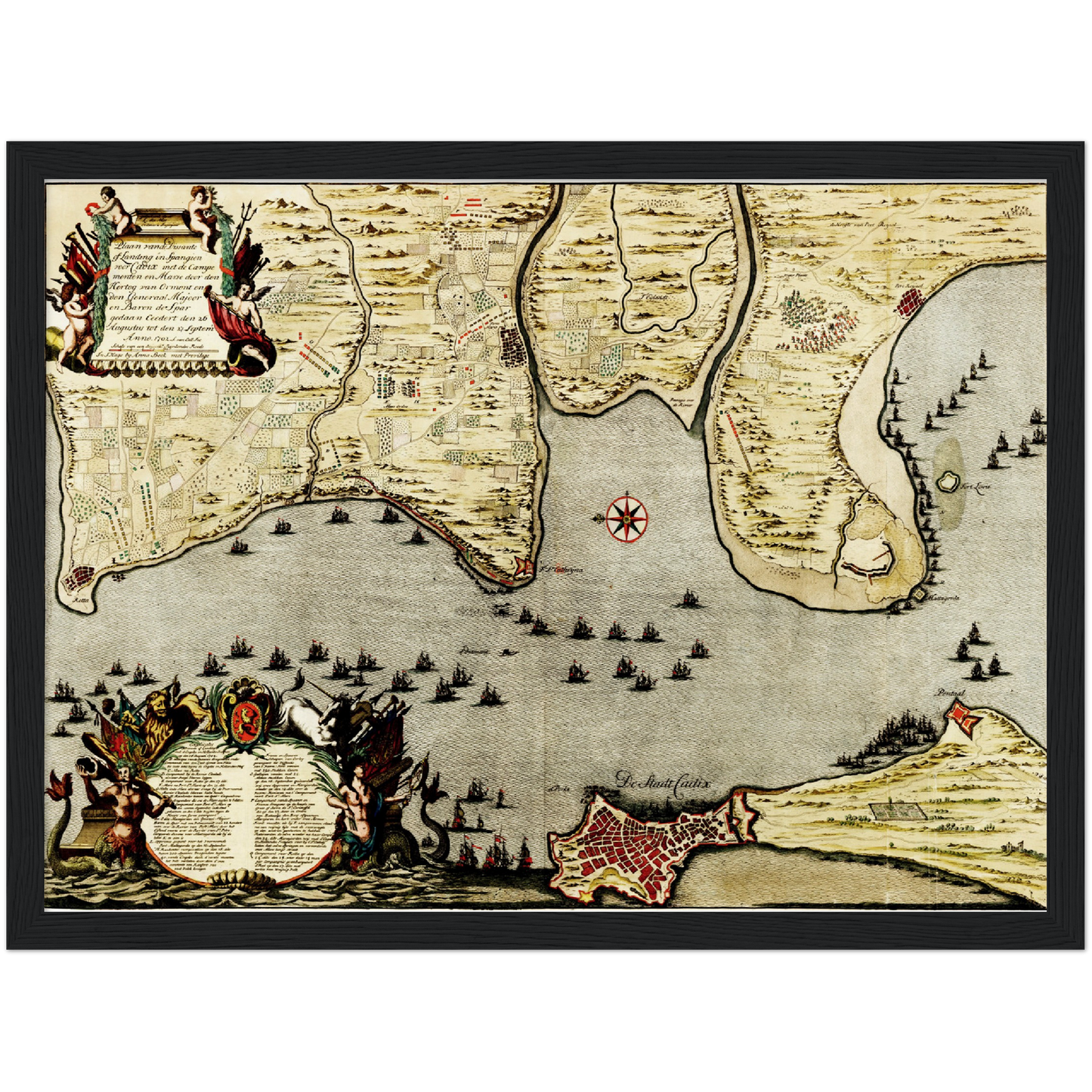 Historischer Stadtplan Cadiz um 1700