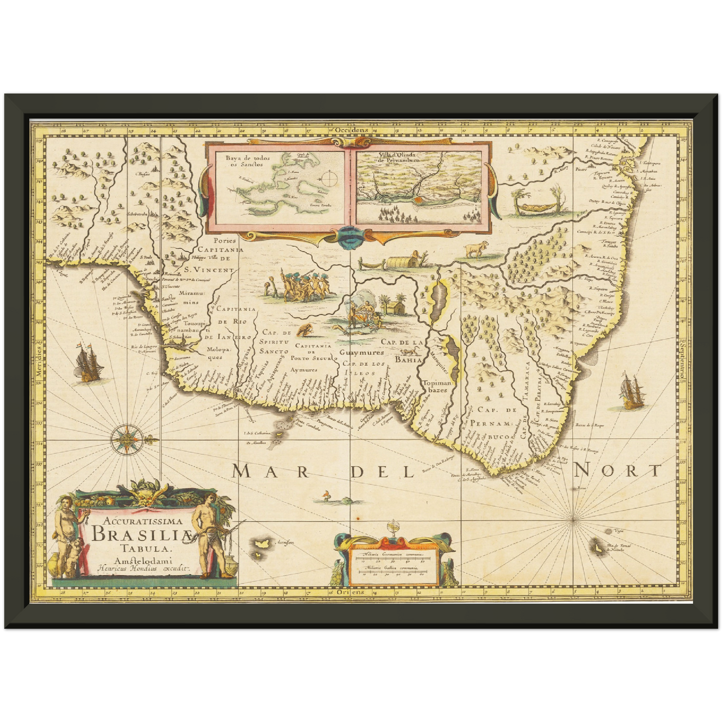 Historische Landkarte Brasilien um 1638