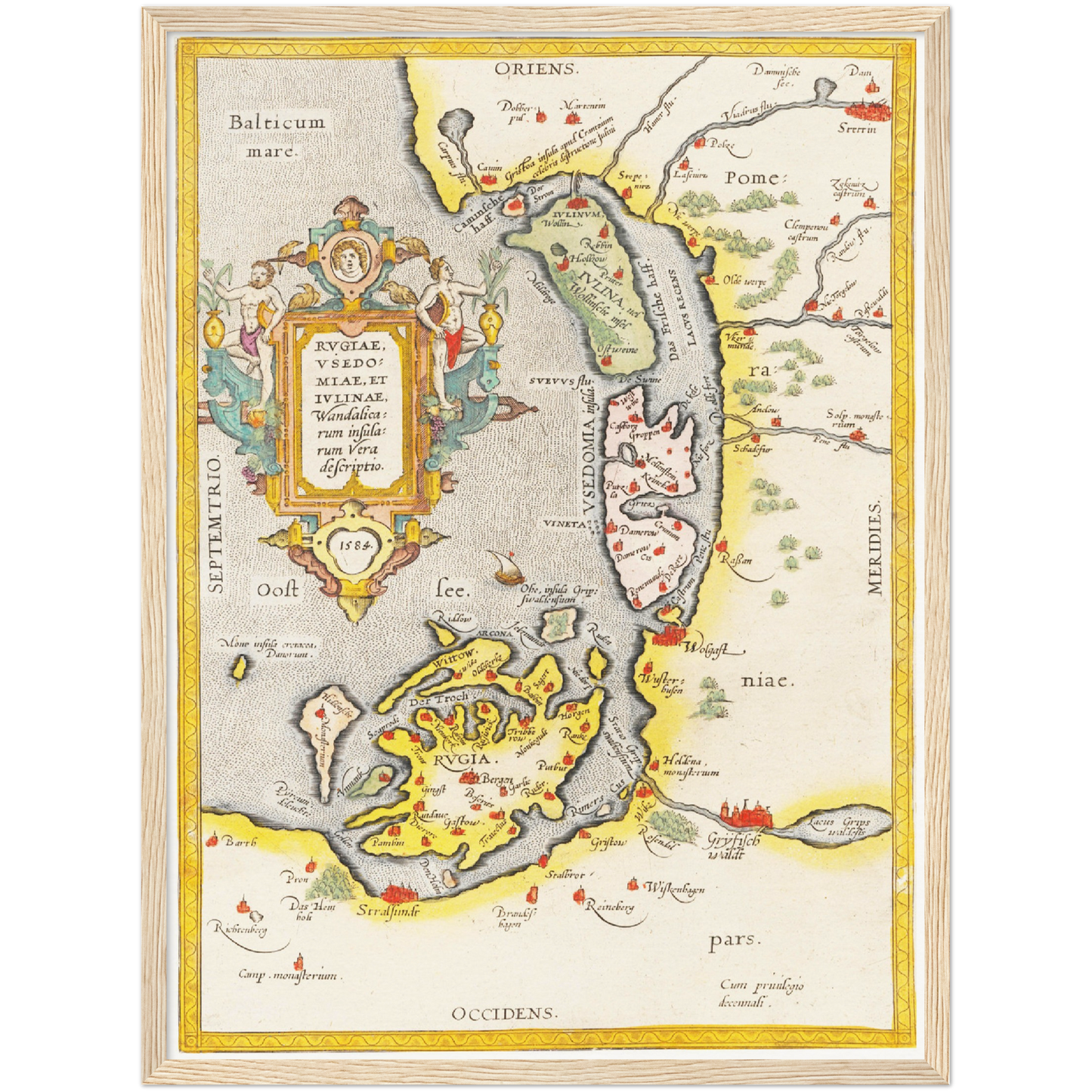 Historische Landkarte Rügen & Usedom um 1609