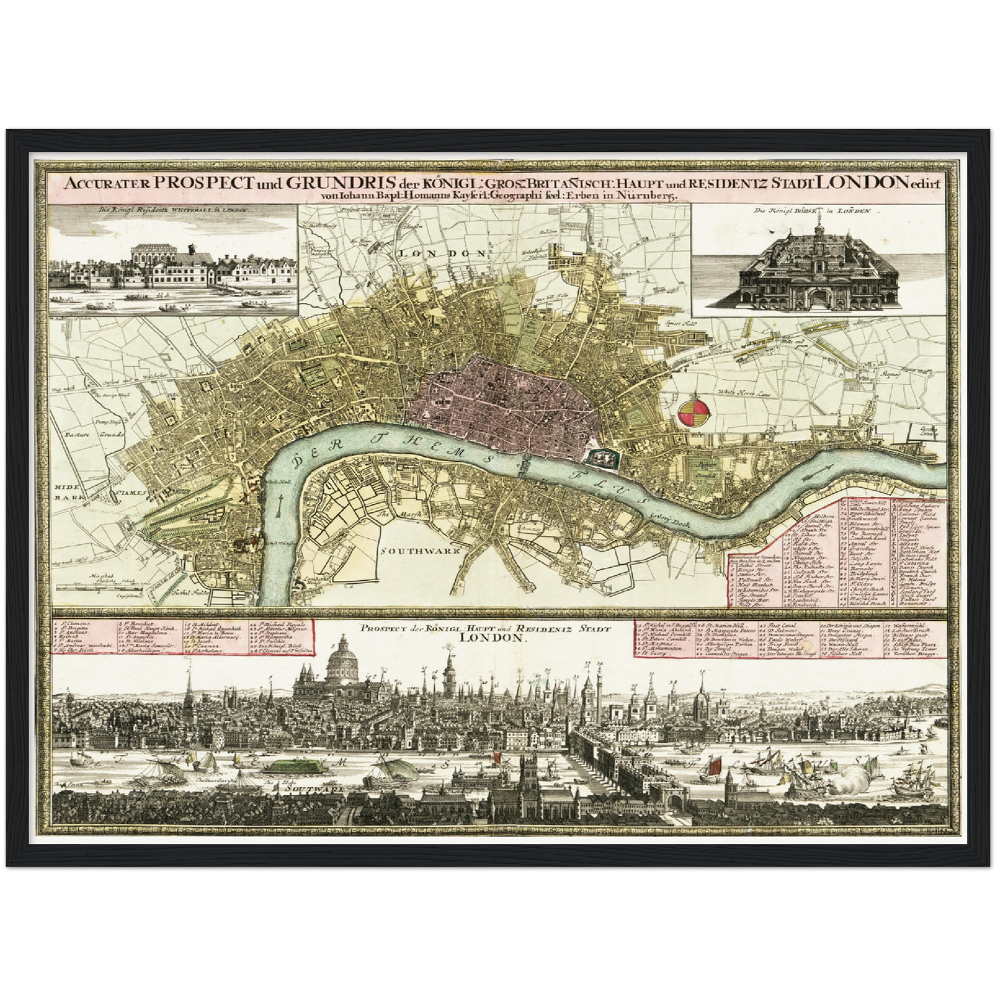 Historischer Stadtplan London um 1750