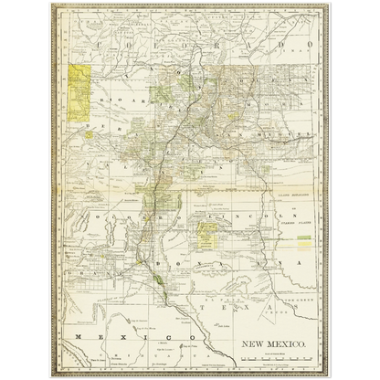 Historische Landkarte New Mexico um 1882