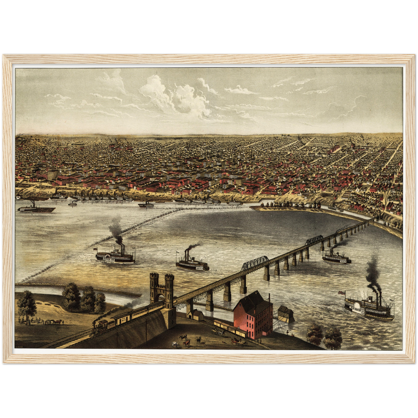 Historische Stadtansicht Louisville um 1876