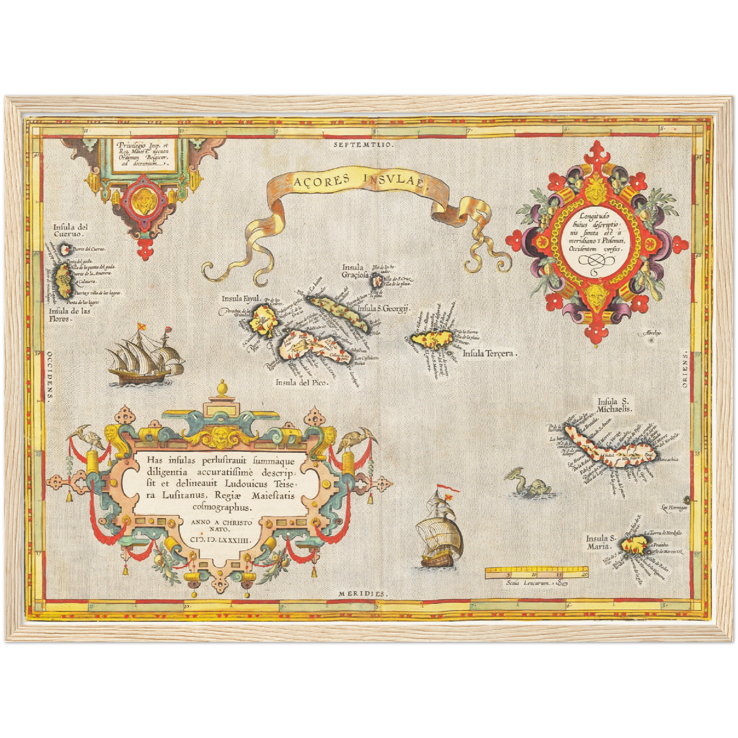 Historische Landkarte Azoren um 1609