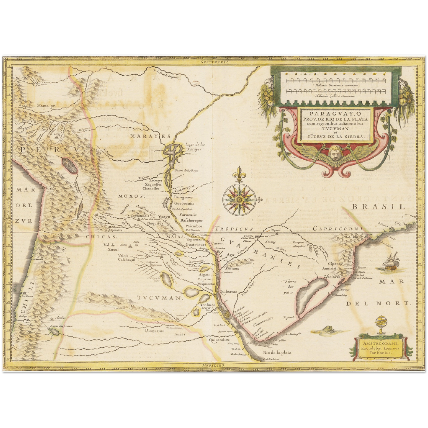 Historische Landkarte Paraguay um 1638