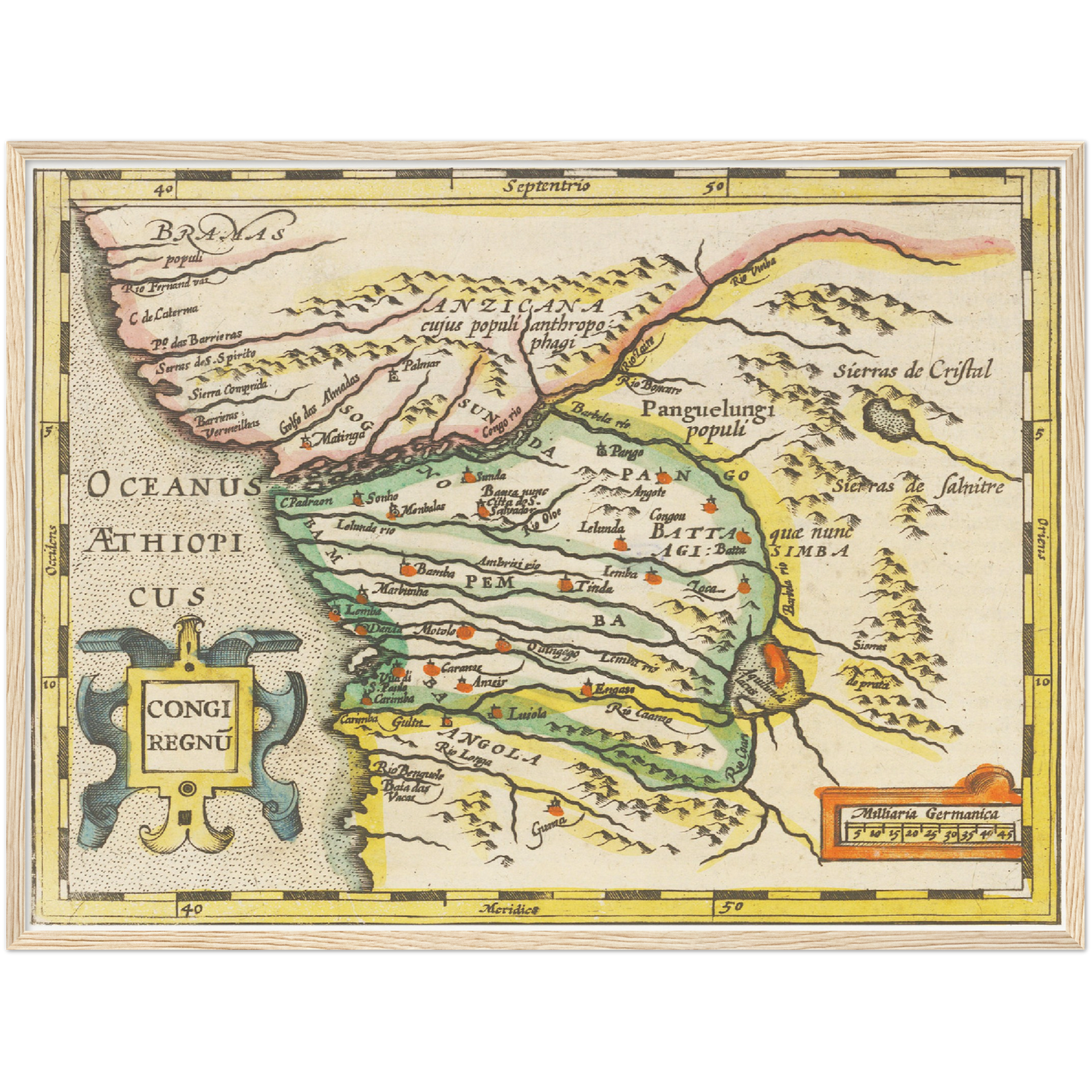 Historische Landkarte Kongo um 1609